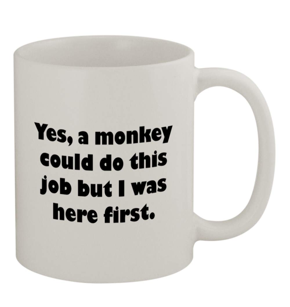 Funny Ceramic Coffee Mug - 11oz Humorous 'A Monkey Could Do This Job' Design - Perfect for Office Gifts, Coworker Pranks & Coffee Lovers