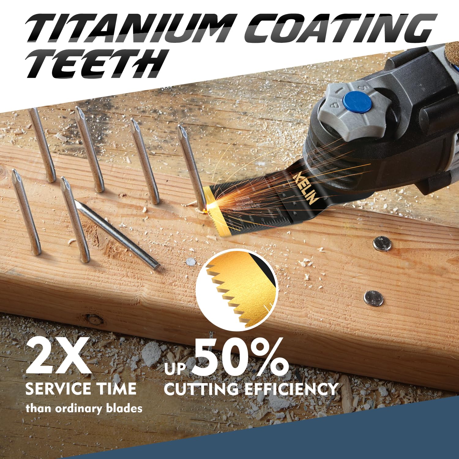 26-Piece Titanium Oscillating Multi-Tool Blades Kit with Sanding Pads - 4 Sizes for Cutting Metal & Wood - Compatible with Bosch, Fein, Milwaukee, Ryobi, DeWalt - Perfect for DIY Projects, Home Renovation & Professional Construction Work