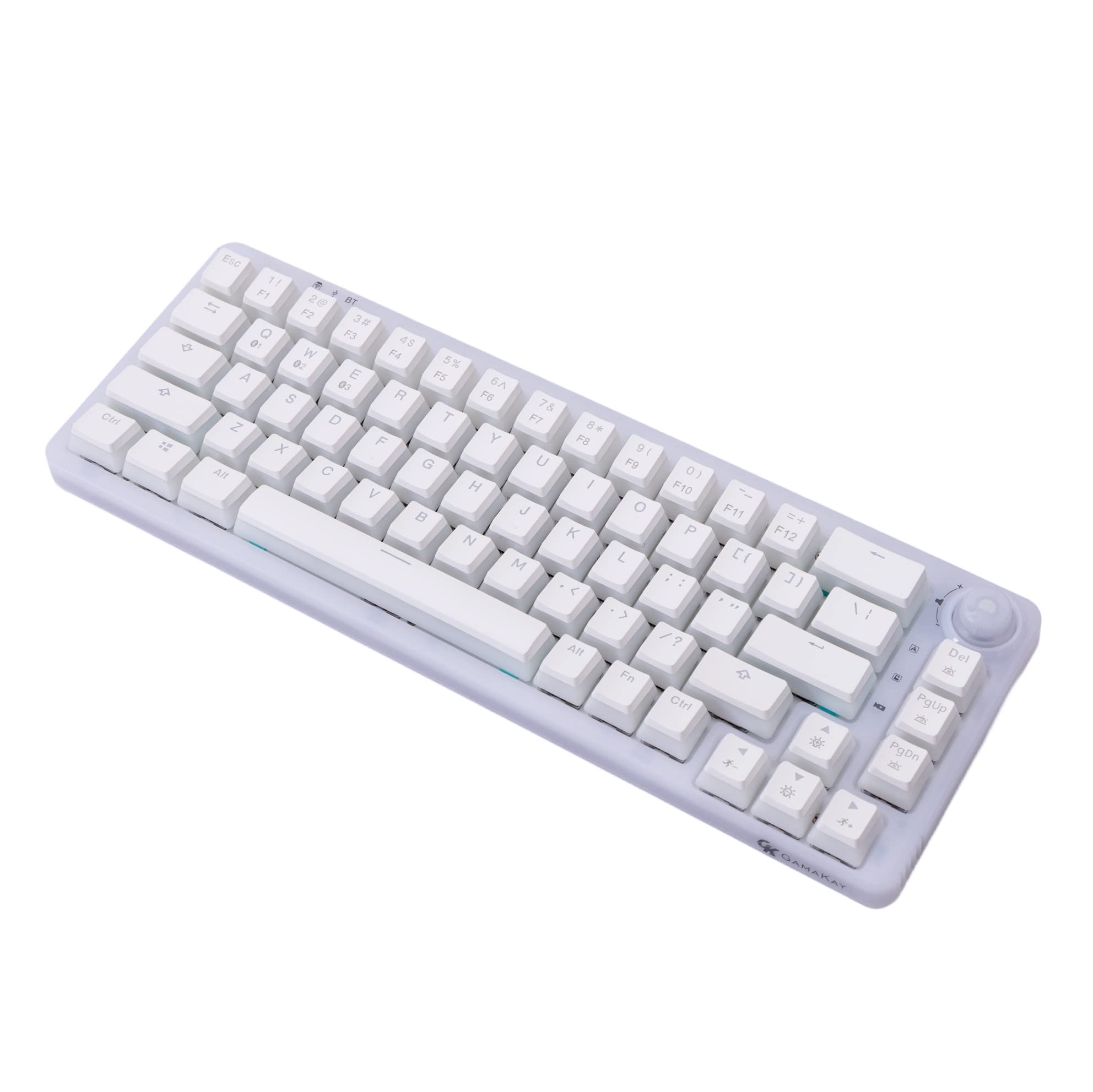 GK GAMAKAY LK67 65% RGB Mechanical Gaming Keyboard - Bluetooth/USB-C/2.4GHz Wireless Triple Mode, Hot-Swappable, Pudding PBT Keycaps, Backlit with Knob (Bumblebee Switch) - Perfect for Office, Home & Esports Gaming