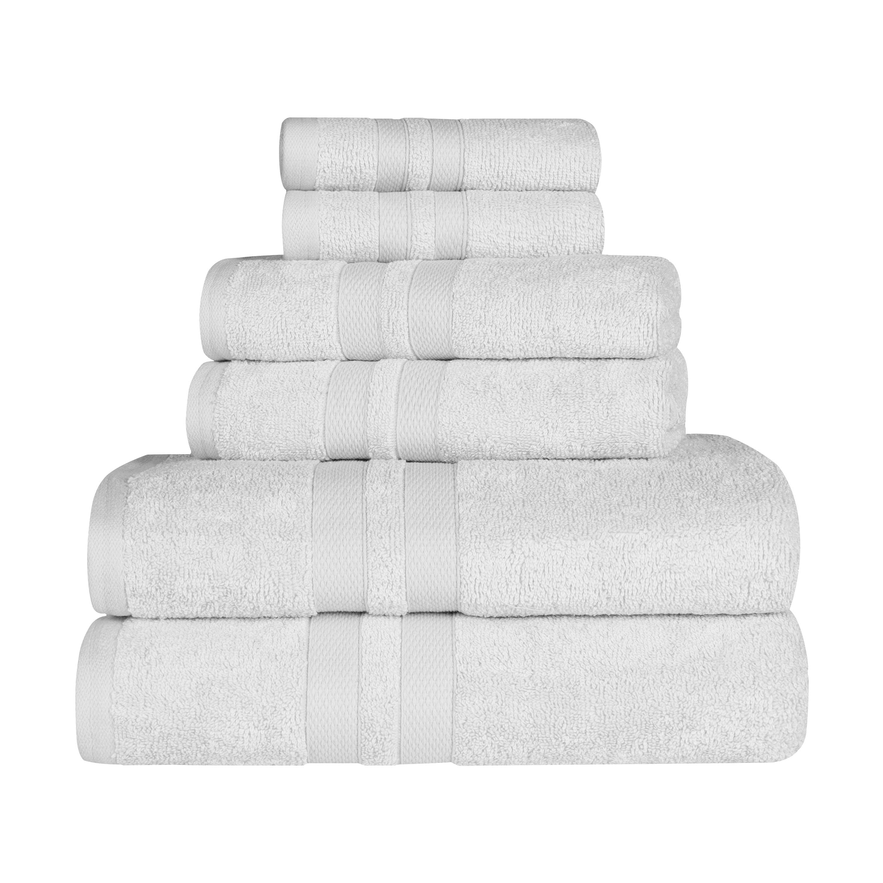 Ultra Soft Cotton Absorbent Bath Towel Set - 6 Piece Solid Color Collection for Spa, Gym & Luxury Home Use