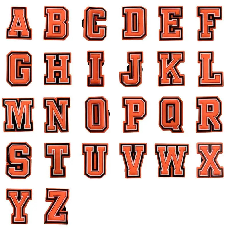 Orange Letter Shoe Charms for Crocs - Fun Decorative Pins for Women, Men & Kids - Perfect for Sandals, Clogs, Jeans & Shoes - Great for DIY Fashion & Gifts