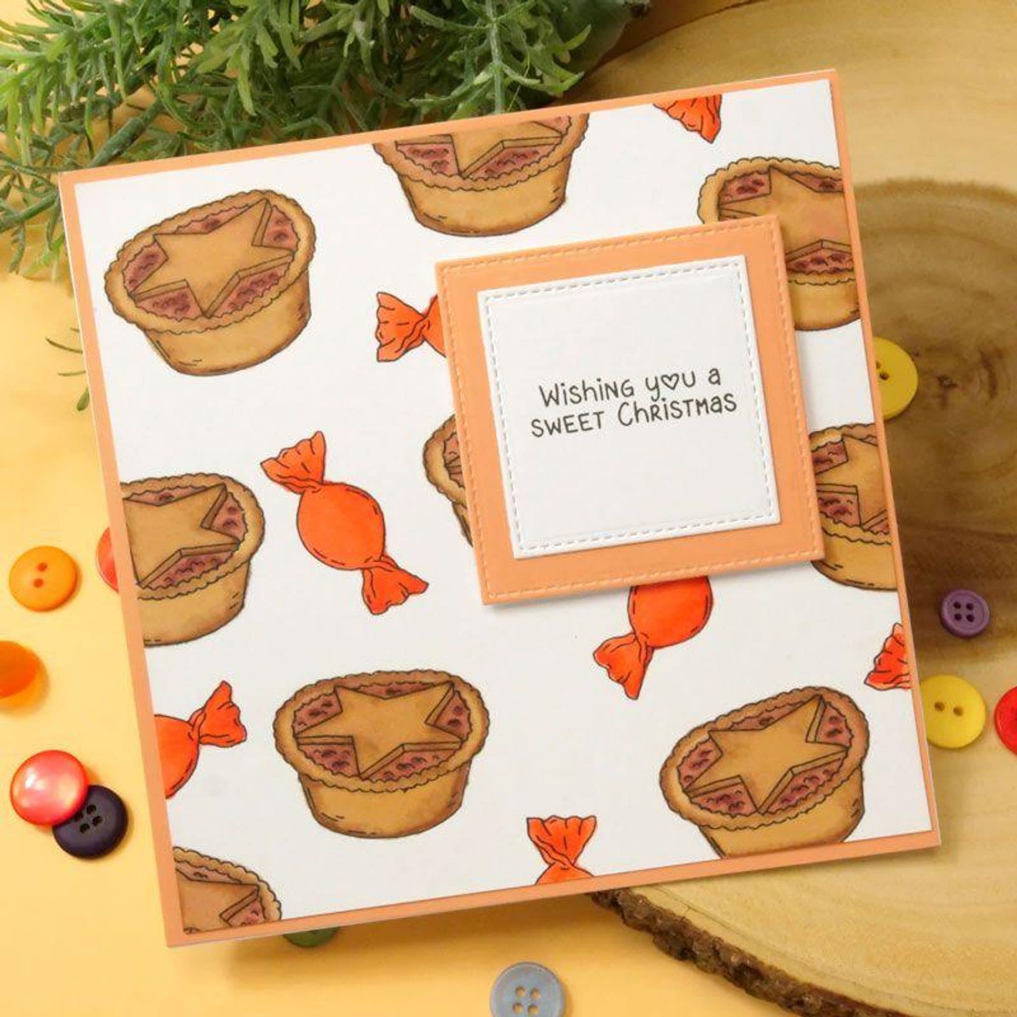 Hunkydory Crafts - The Love of Stamps - Hap-Pie Christmas Card Making Kit | DIY Holiday Greeting Cards for Family & Friends | Perfect for Christmas Crafting, Scrapbooking & Gift Giving