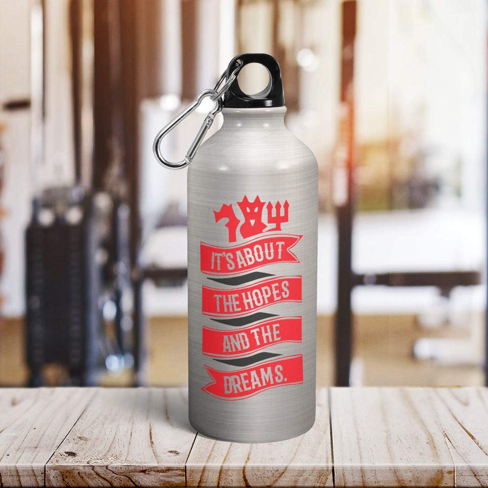 Tee Mafia® 600ml Insulated Stainless Steel Water Bottle - Silver, Multicolor Printed Design | Manchester United & Football Themed | Motivational 