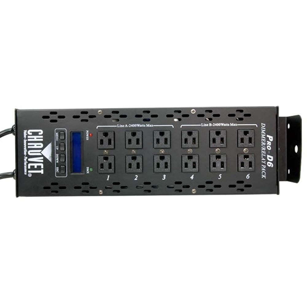 CHAUVET DJ Pro-D6 DMX-512 6-Channel Dimmer/Switch Pack - Professional LED Light Controller for Stage & Studio Lighting (Black) | Perfect for DJ Shows, Concerts, and Theater Productions