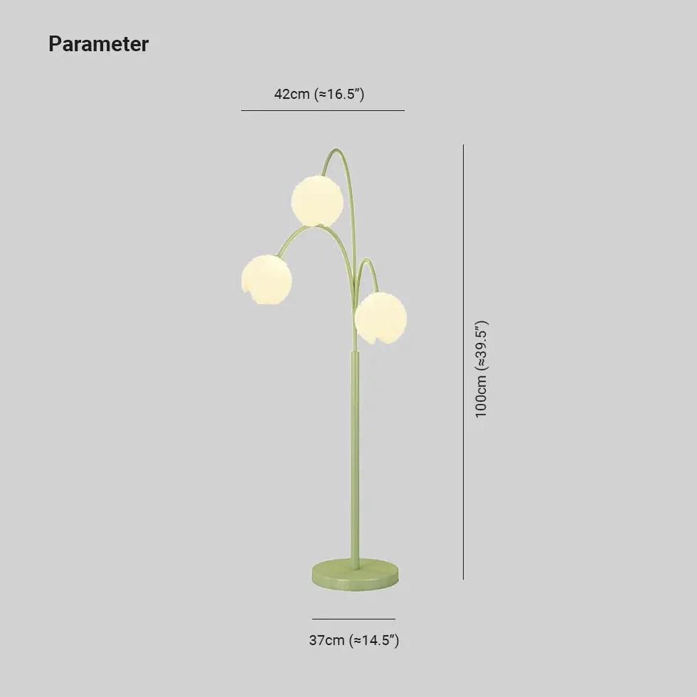 3-Head White Floral Floor Lamp with Green Shade - Modern Lighting for Living Room, Bedroom & Office Decor