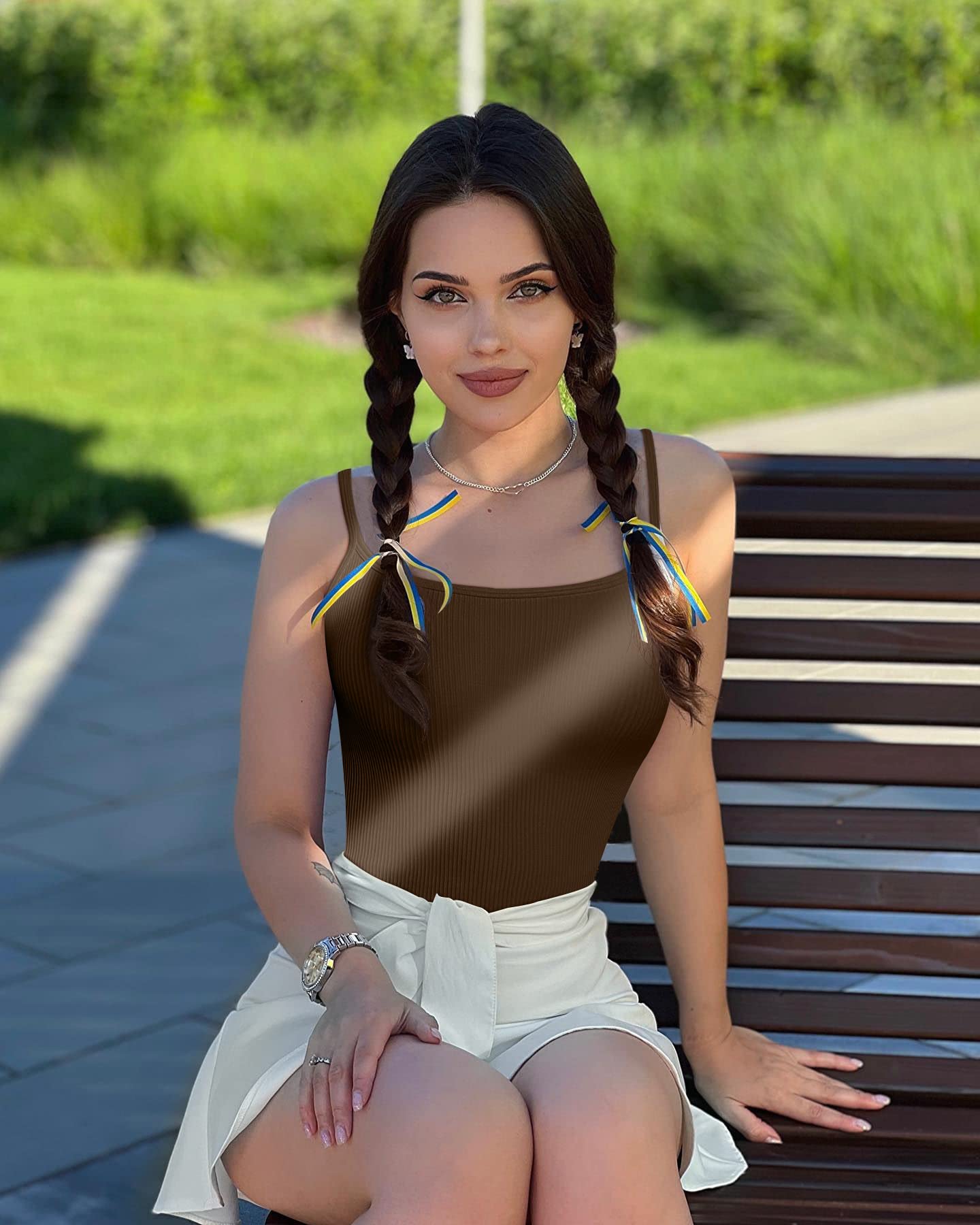 OQQ Women's 3 Piece Bodysuits - Sexy Ribbed Sleeveless Adjustable Spaghetti Strap Tops & Leotard for Summer 2025 | Perfect for Yoga, Dance, Beachwear & Layering Outfits