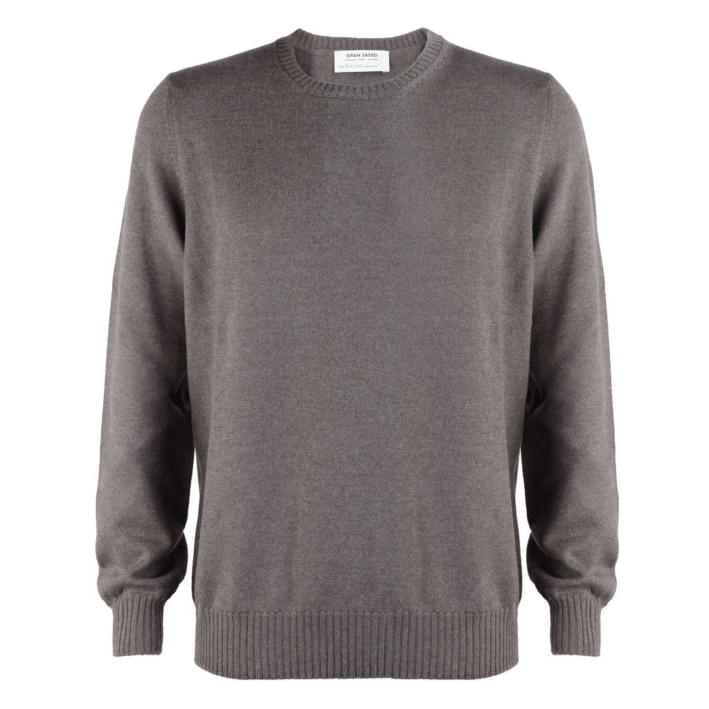 GRAN SASSO Premium Wool Crew Neck Sweater in Khaki - Warm & Stylish Pullover for Men, Perfect for Casual Outfits, Office Wear & Winter Layering