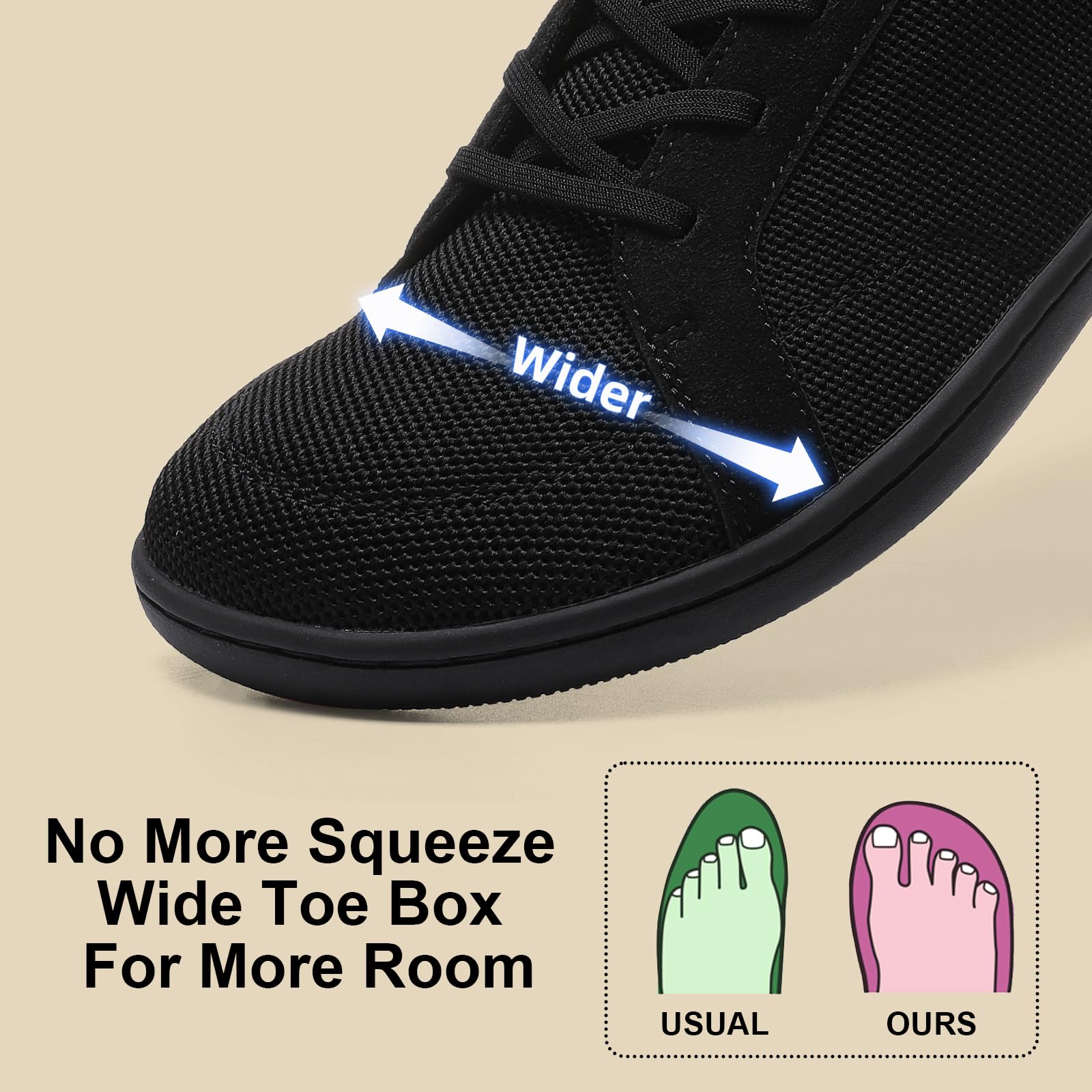 Men's Barefoot Wide Toe Box Shoes - Zero Drop Minimalist Slip-On Walking Shoes for Wide Feet | Perfect for Natural Movement, Gym Training & Outdoor Activities