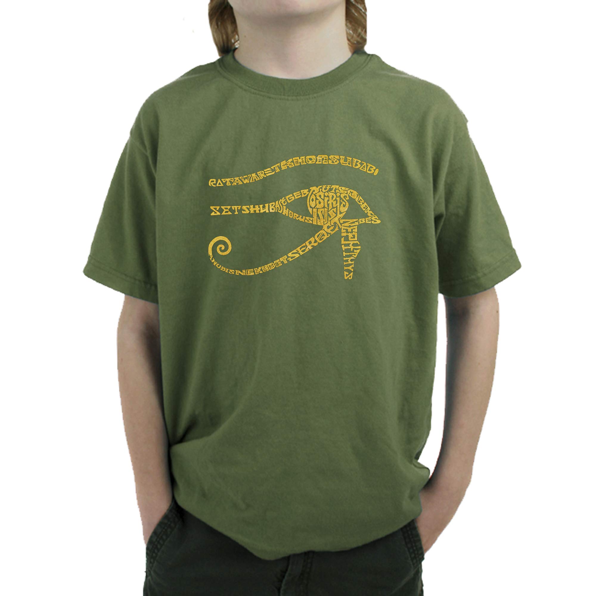 LA POP ART Boys' Word Art T-Shirt - Cool Graphic Tee for Kids | Trendy Egypt Inspired Design | Perfect for School, Parties & Casual Wear