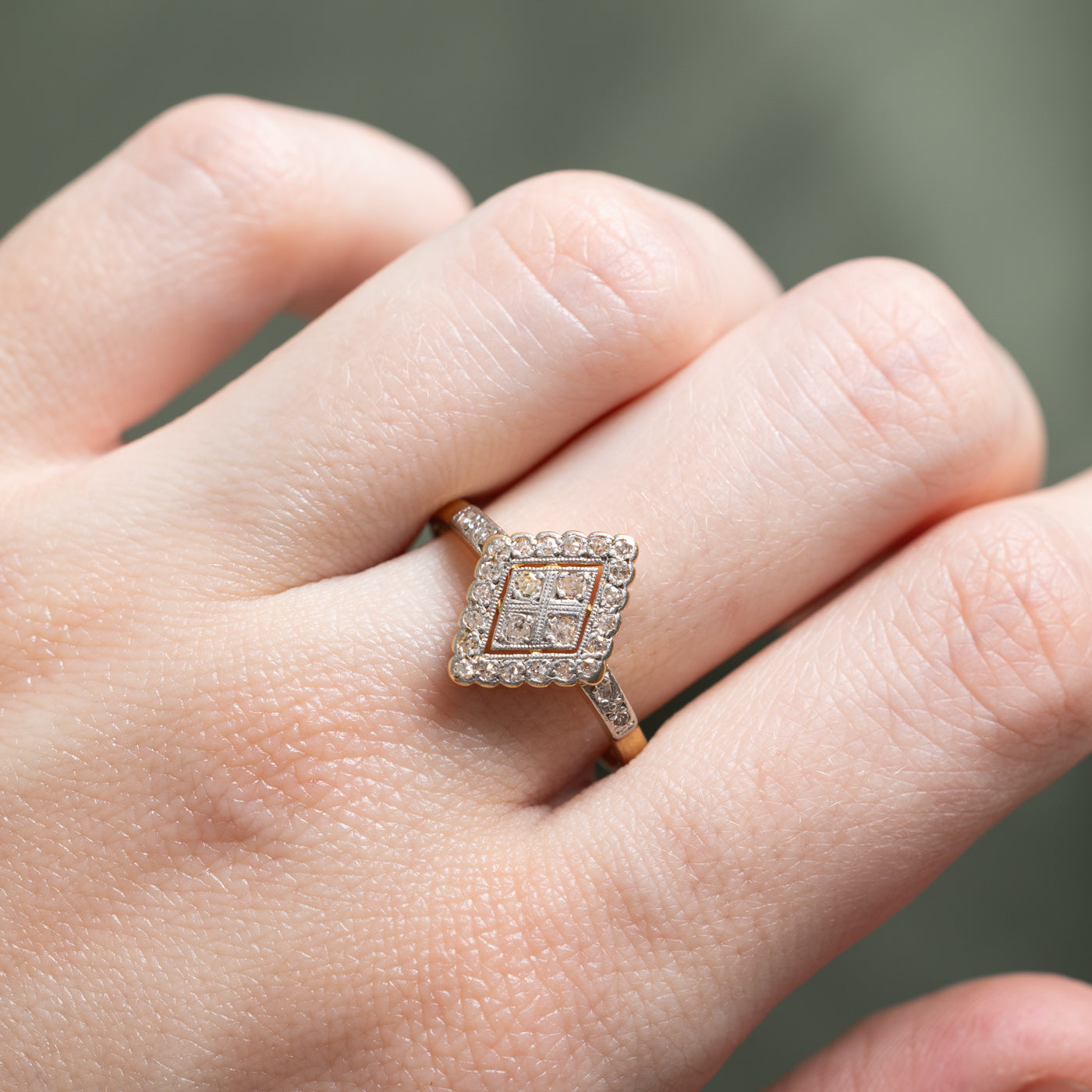 0.28ctw Diamond Rhombus Shaped Ring - Size 9 | Elegant Geometric Jewelry for Women | Perfect for Weddings, Anniversaries & Special Occasions