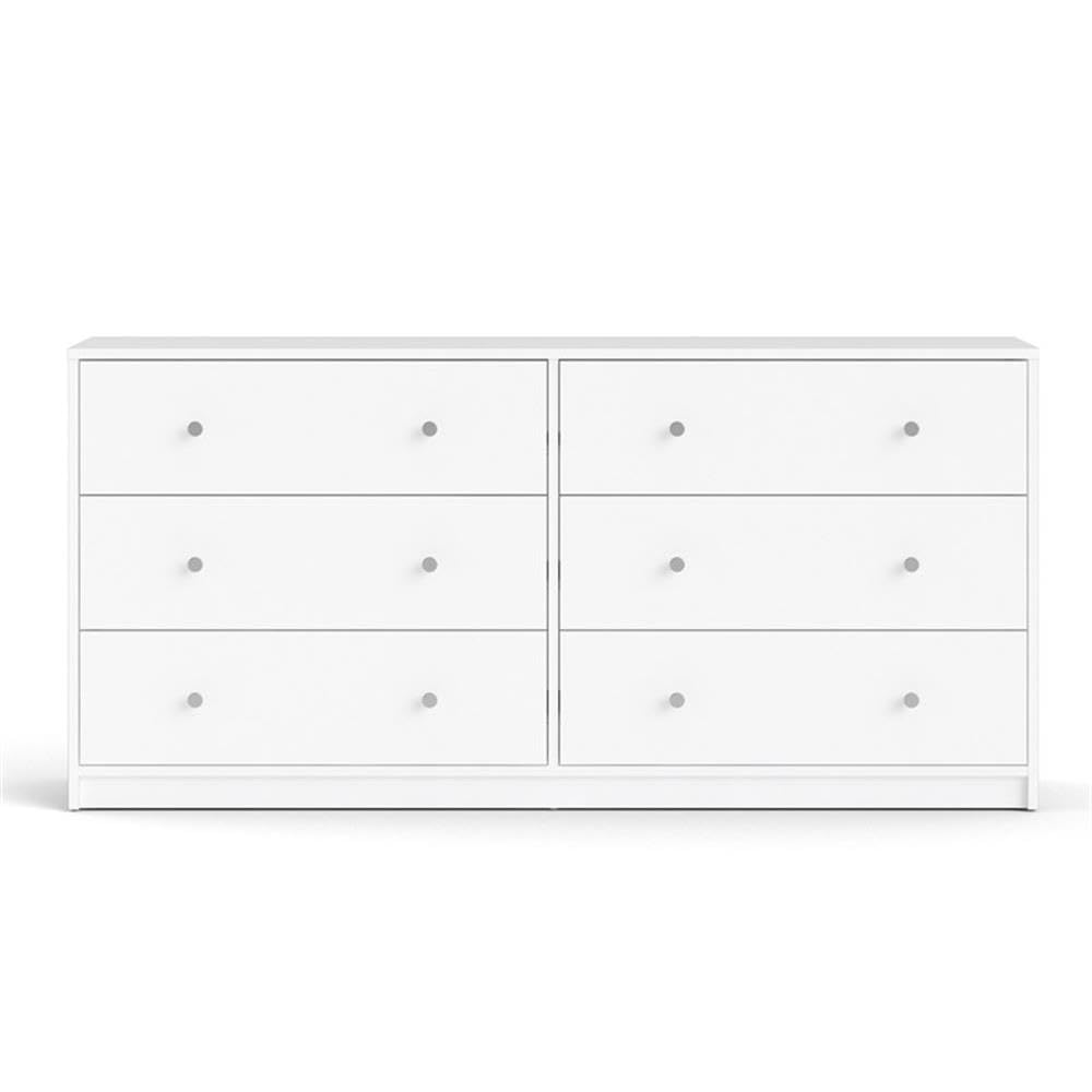 Pemberly Row Modern 6-Drawer Double Dresser in White - 12.46
