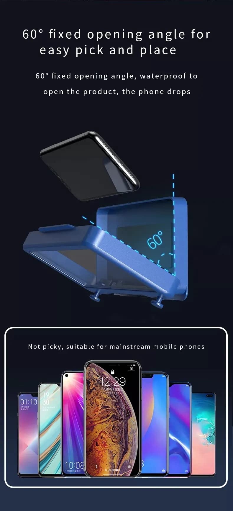 Waterproof Shower Phone Holder - 360° Rotatable Anti-Fog Bathroom Wall Mount for iPhone & Samsung (Dark Blue) | Perfect for Shower, Bathtub, Kitchen & Gym Use