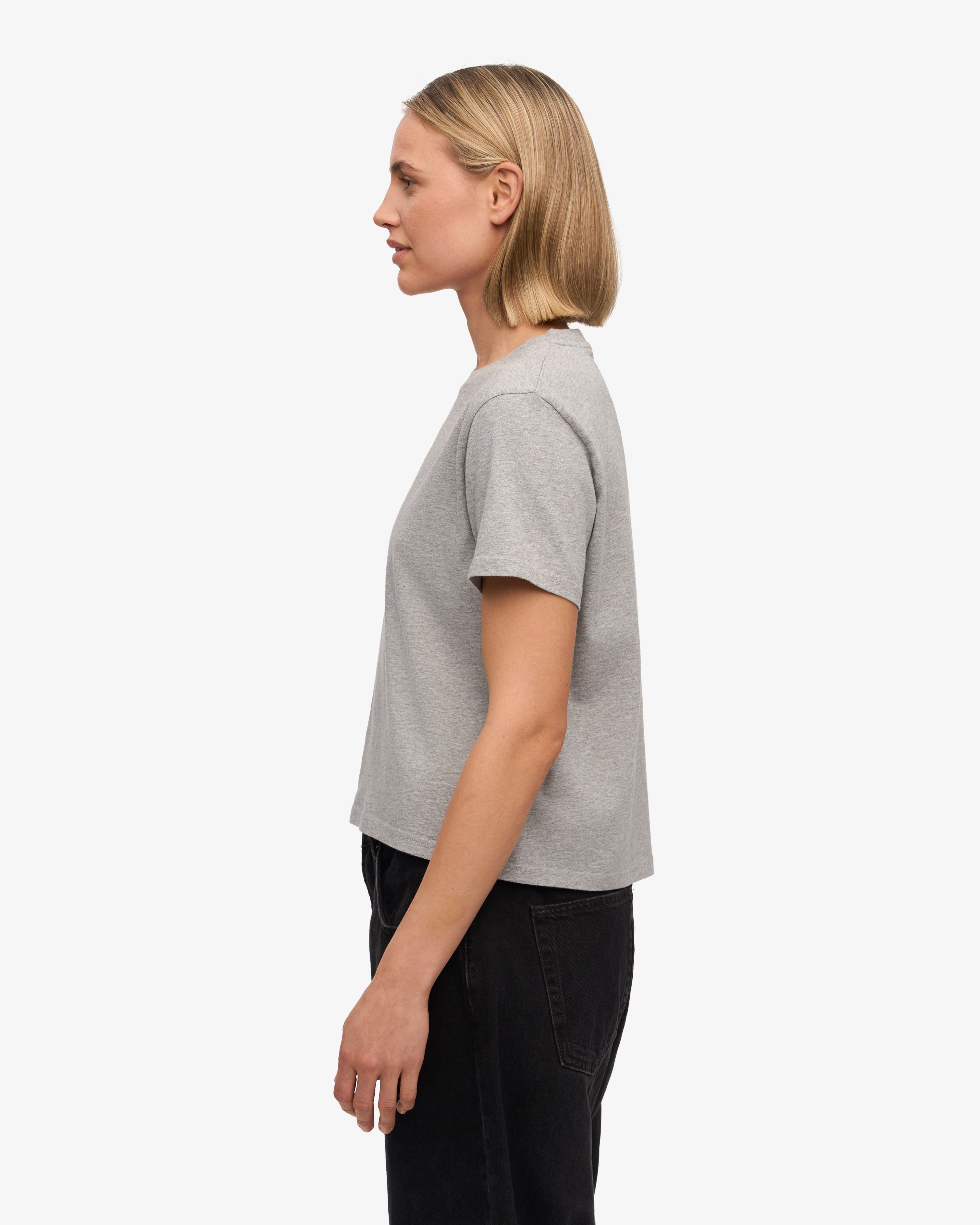 Organic Boxy Crop Tee - Soft Heather Grey Cotton Top for Women | Casual Wear, Street Style & Summer Outfits