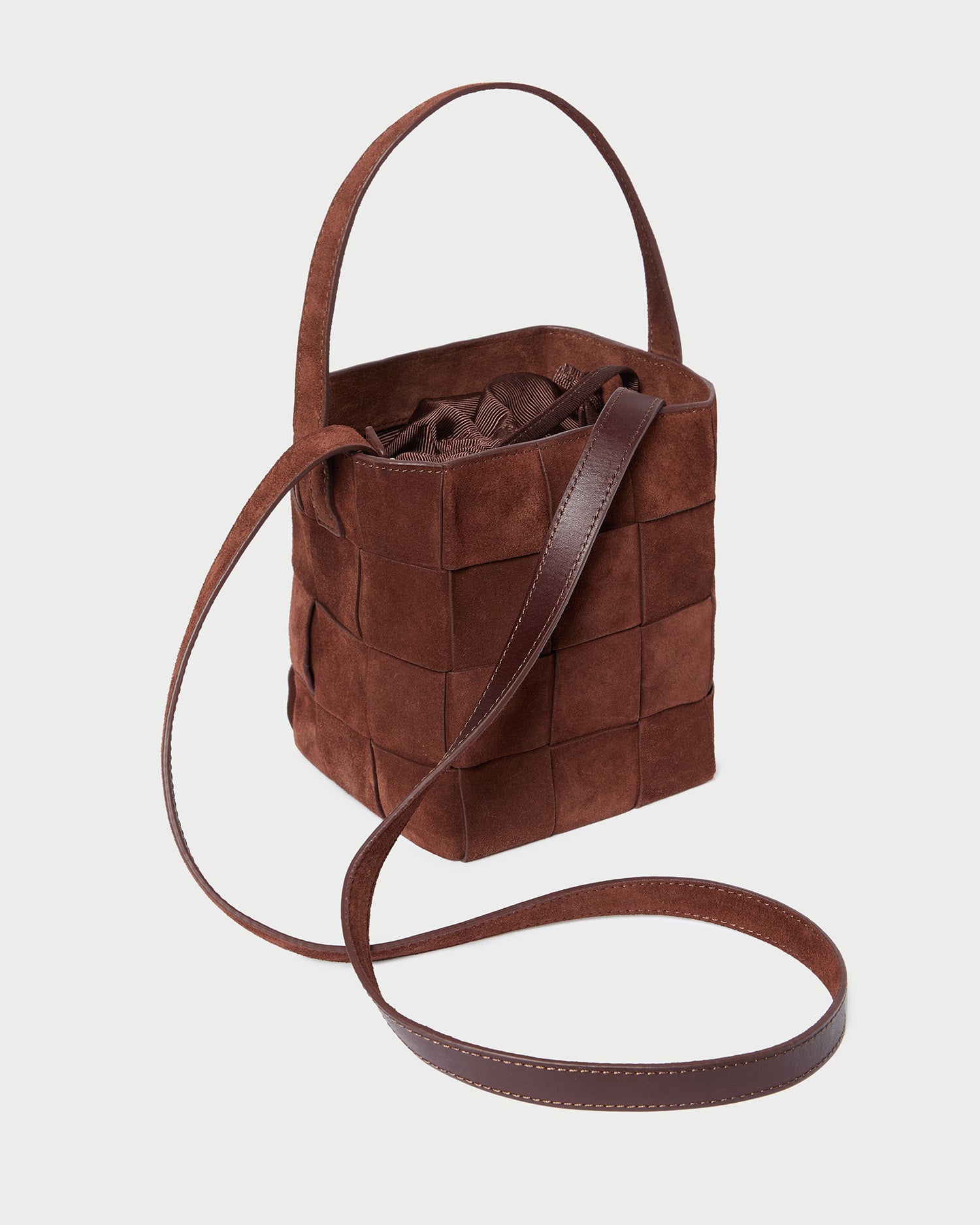 Laith Espresso Woven Bucket Bag for Women - Stylish Leather Crossbody Purse with Adjustable Strap - Perfect for Coffee Dates, Shopping & Travel Accessories