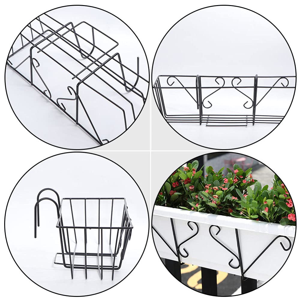 2 Pack Iron Flower Stand Hanging Planter - Balcony Railing Pot Holder for Outdoor Plants, Metal Wall Mounted Planter for Fence, Garden, Office Decor - Perfect for Flowers, Herbs, Succulents