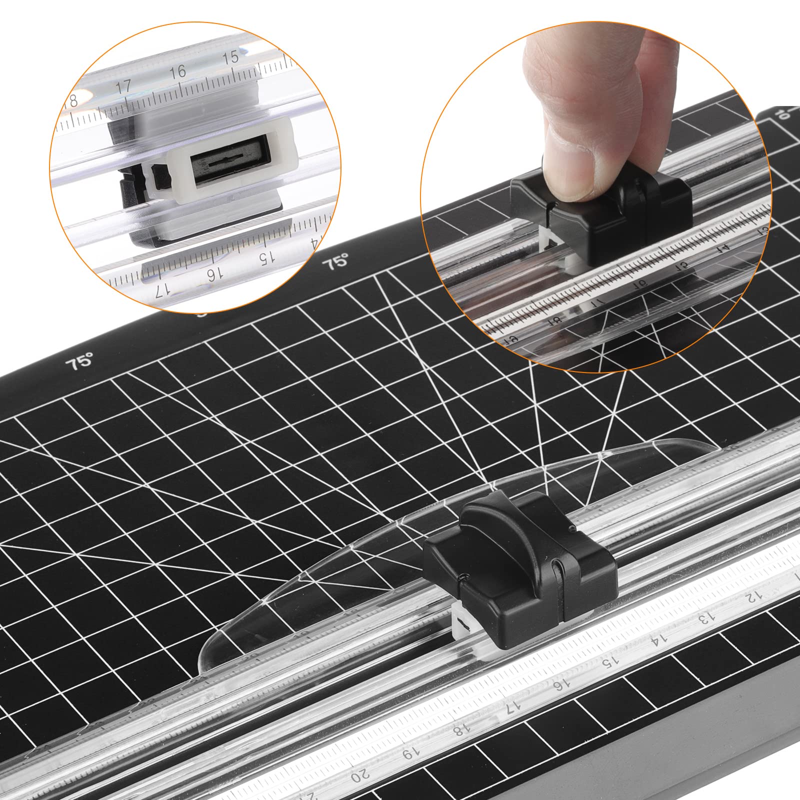 Firbon 5-Pack Black Replacement Blades with Auto Safety Guard for Paper Cutters & Trimmers - Perfect for Office, Crafting, and Scrapbooking Projects