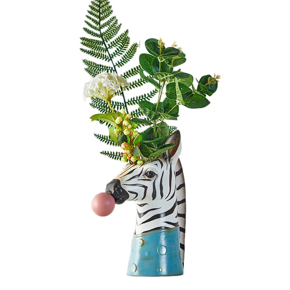 Zebra Blowing Bubbles Creative Vase - Home Decor Art Statue for Living Room, Table Centerpiece, Artificial & Dried Flower Arrangement | Perfect for Modern Interior, Wedding Decor, Gift Idea