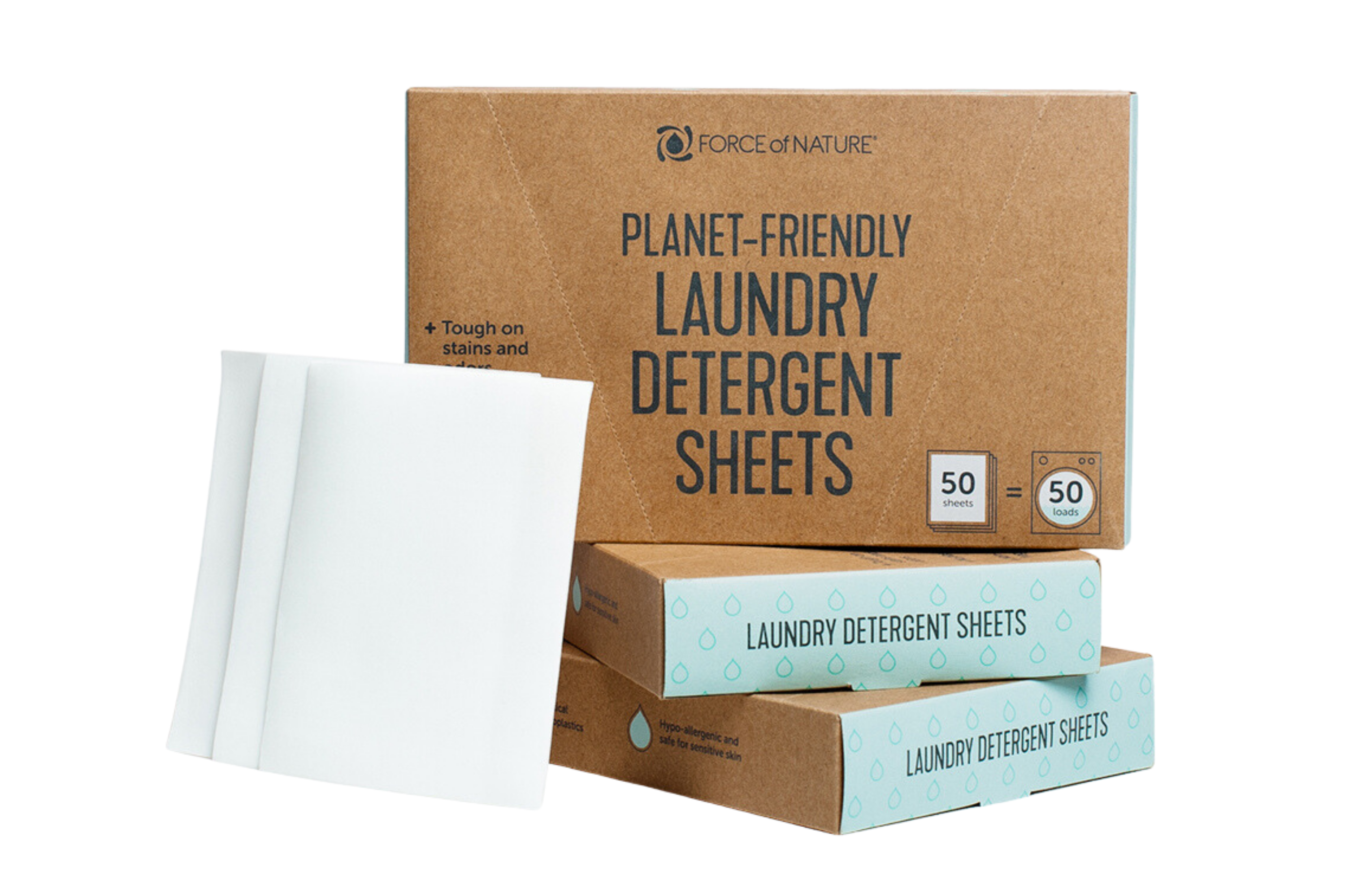 Eco-Friendly Force of Nature Pro Laundry Detergent Sheets - Hypoallergenic, Fragrance-Free & Plastic-Free for Sensitive Skin - Perfect for Travel, Gym & Baby Clothes