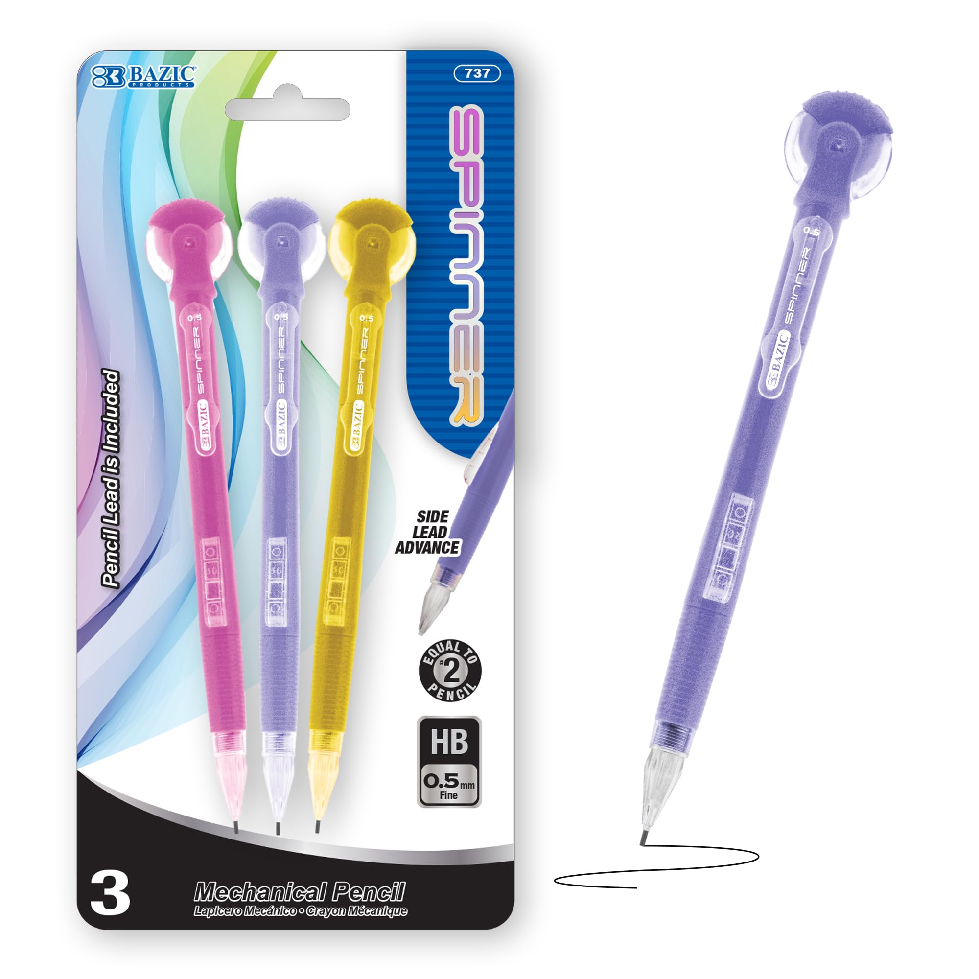 BAZIC 0.5mm Mechanical Pencil for Drawing & Sketching - 3 Pack