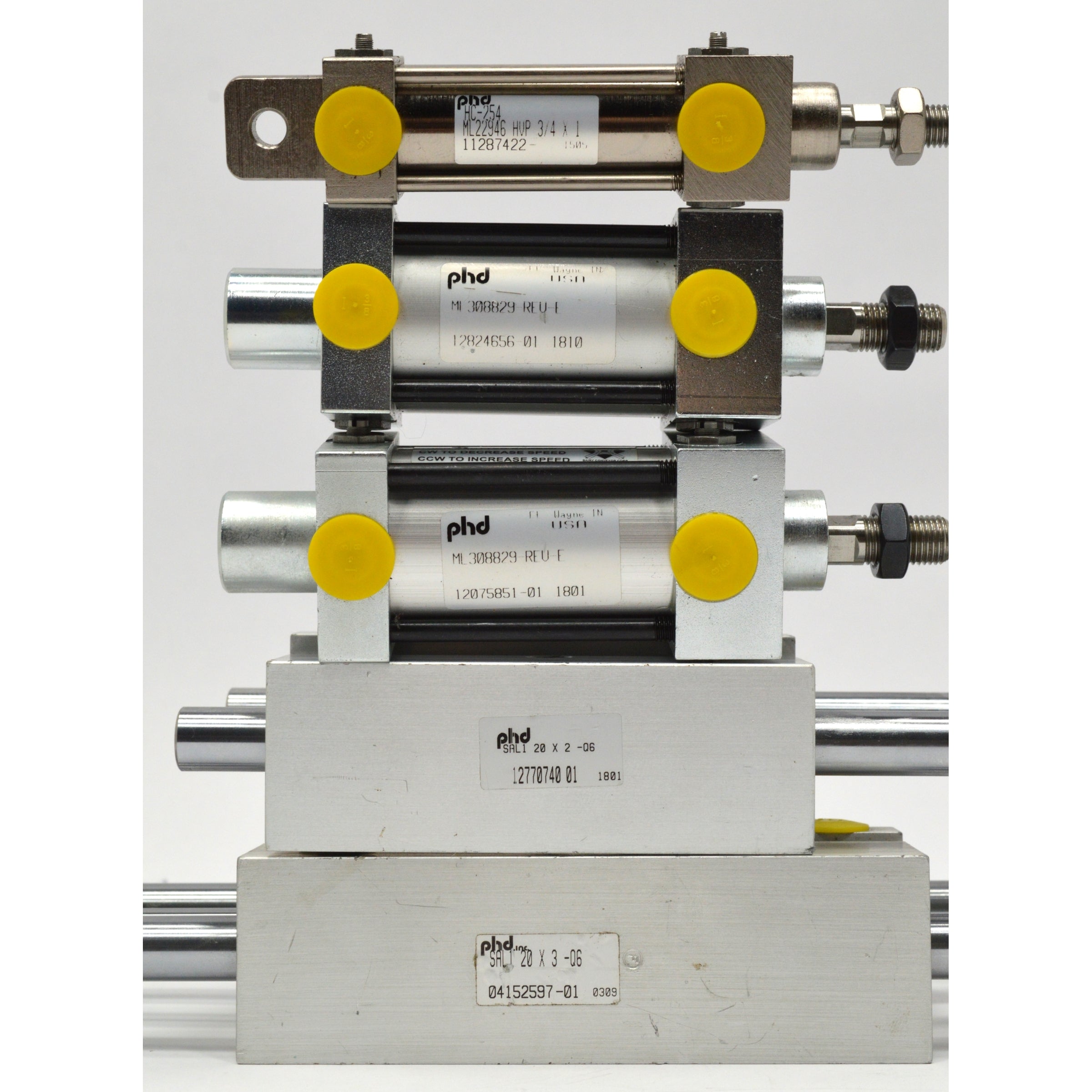 New PNEUMATIC CYLINDER Lot of 5 PHD Air Cylinders - 2 Dual SAL1 20X3 & 20X2 Q6 - Perfect for Industrial Automation & Machinery Applications