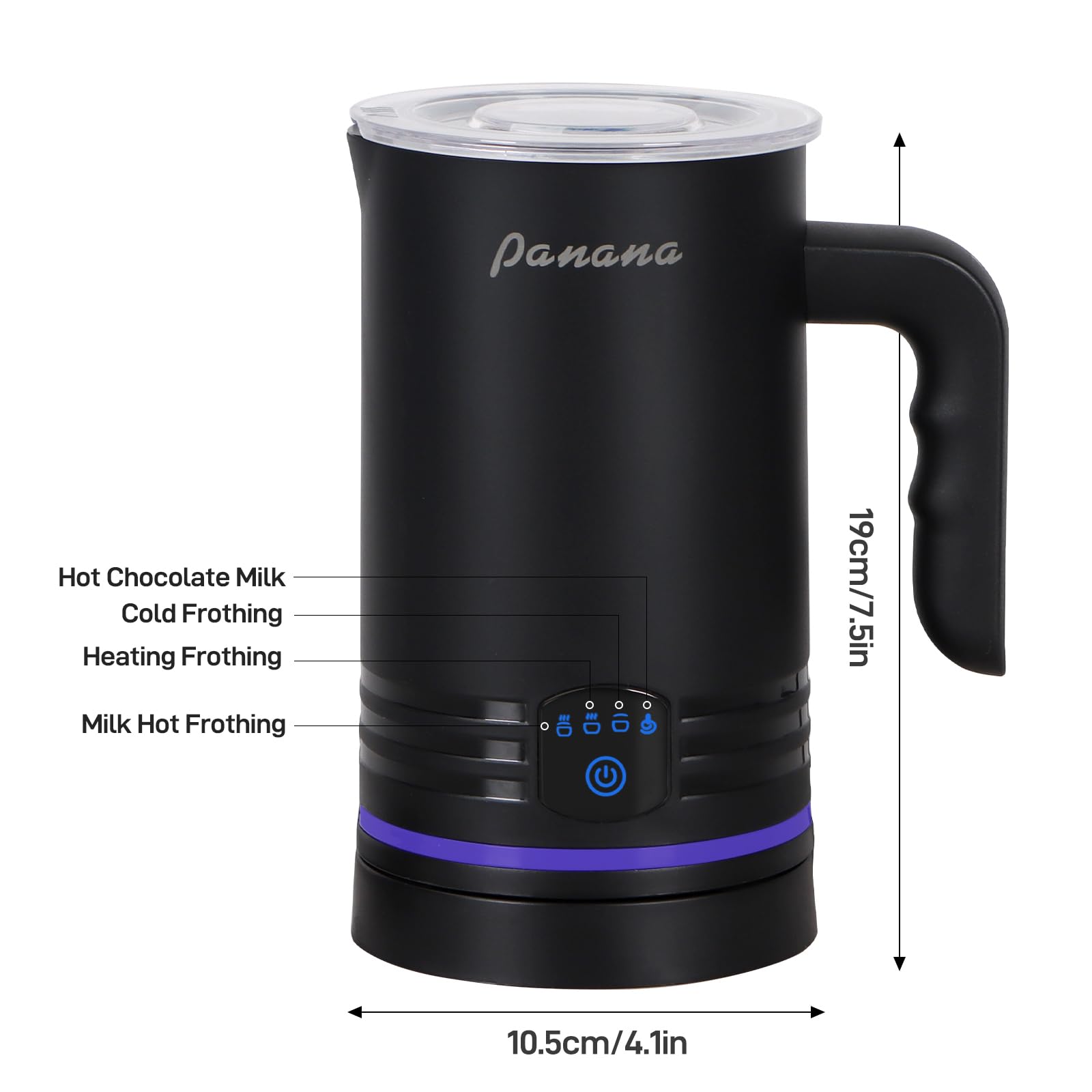 Electric Milk Frother & Steamer - 4-in-1 Automatic Warm & Cold Foam Maker (14.5oz/430ml) for Coffee, Latte, Cappuccino, Macchiato & Hot Chocolate - Perfect for Home Baristas & Coffee Lovers (Black)