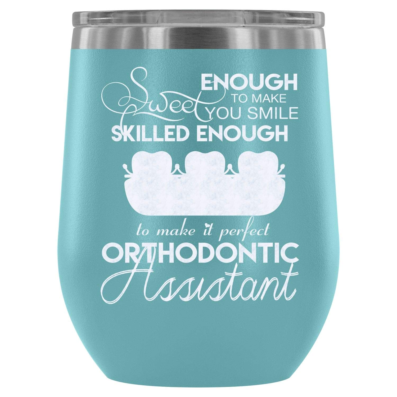 Premium Stainless Steel Wine Tumbler with Lid - 12Oz Vacuum Insulated Cup for Dentists, Hygienists & Wine Lovers - Perfect for Office, Dental Clinics & Outdoor Activities (Light Blue)