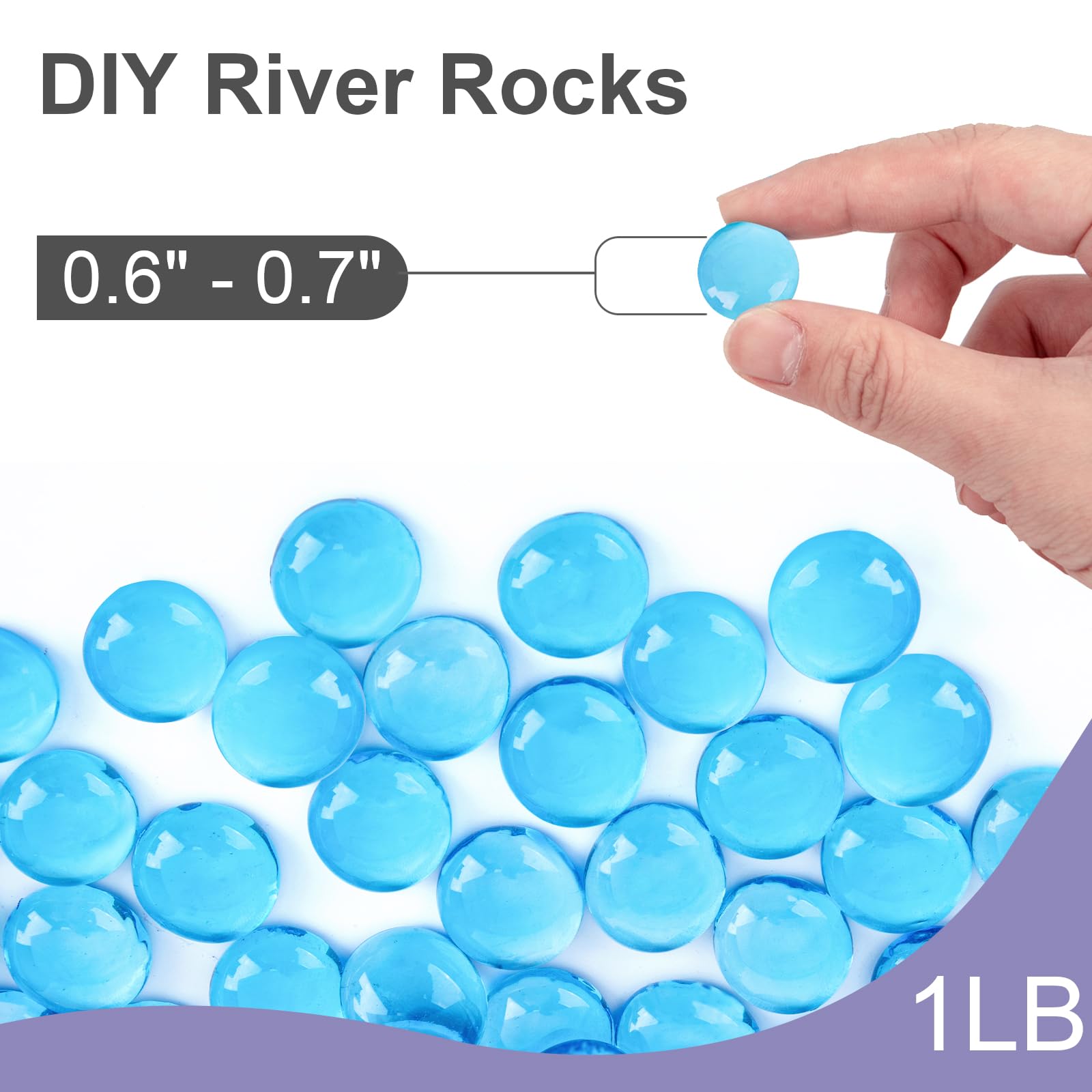 DomeStar 1LB Flat Glass Marbles - Light Blue Decorative Stones for Vases, Aquariums & Fish Tanks | Vase Fillers, DIY Crafts, Table Scatter Decor | Perfect for Home Decor, Wedding Centerpieces & Party Decorations