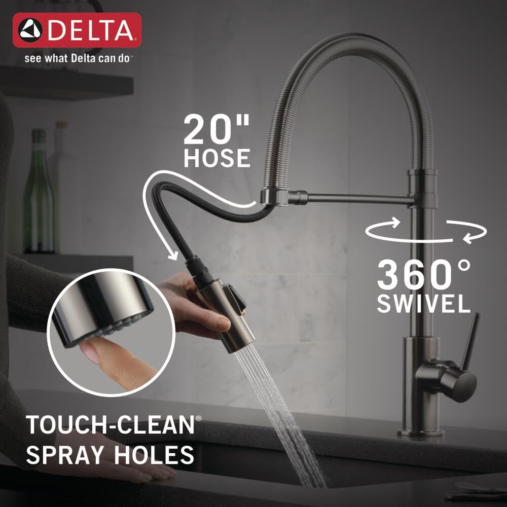 Delta Trinsic Pro Commercial Style Kitchen Faucet with Pull Down Sprayer - Black Stainless (9659-KS-DST) | Magnetic Docking Spray Head for Easy Cleaning & Food Prep | Perfect for Modern Kitchens & Restaurants
