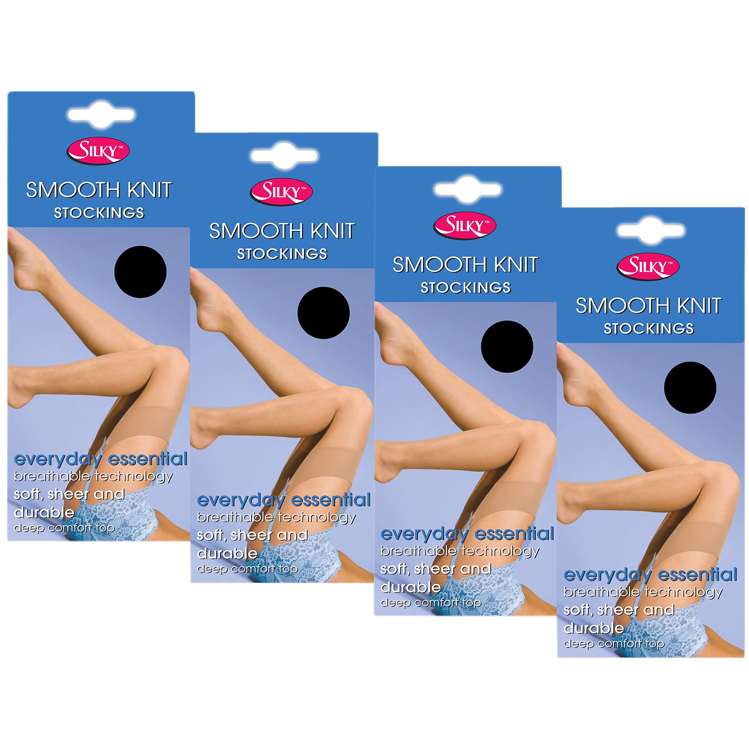 Silky Soft Sheer Durable Smooth Knit Everyday Stockings - 4 Pairs Pack for Work, Office, Formal Events & Daily Wear