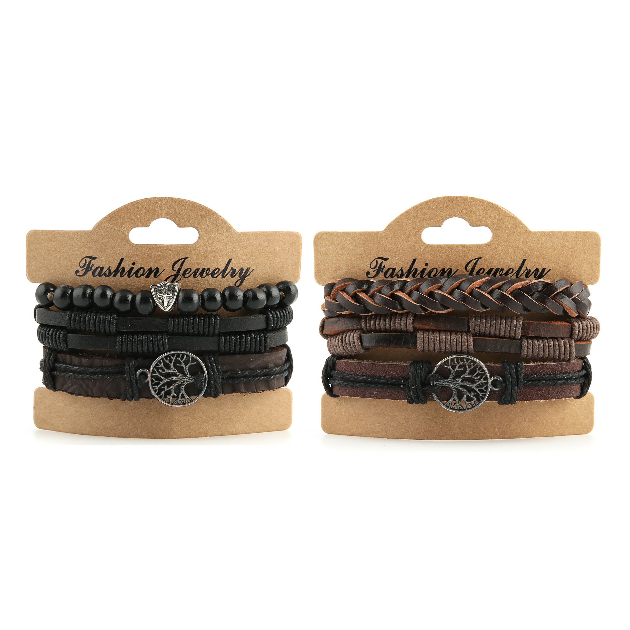 HZMAN Genuine Leather Tree of Life Bracelet for Men & Women - Tiger Eye Natural Stone & Lava Rock Beads Elastic Ethnic Tribal Wristband - Perfect for Yoga, Meditation, Boho Fashion & Everyday Wear