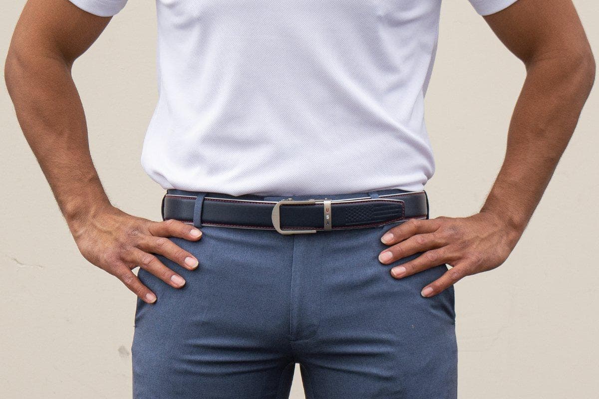 Premium Anthem Navy Golf Ratchet Belt - 1 3/8 Inch (35mm) Adjustable Strap - Durable & Stylish for Golf, Business & Casual Wear