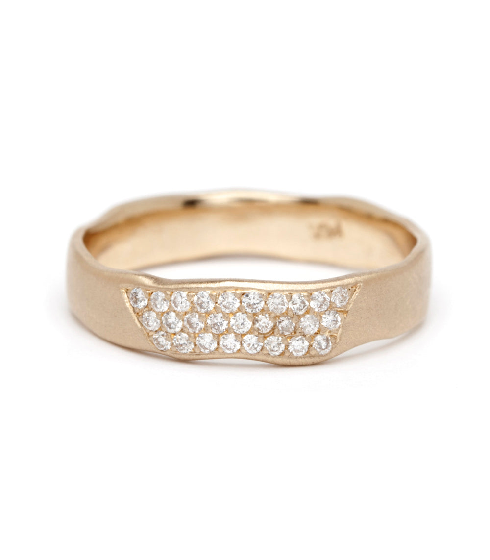 4mm Gold Torn Paper Edge Diamond Patch Band - Elegant Wedding & Engagement Ring for Women | Perfect for Bridal, Anniversary & Special Occasions