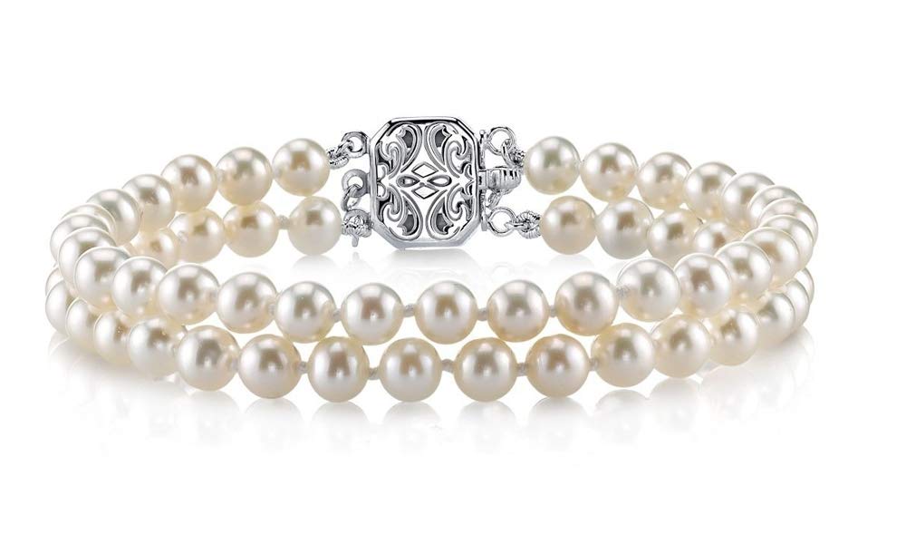 AAAA Quality 6-7mm Round White Freshwater Cultured Pearl Bracelet for Women - Sterling Silver Double Pearl Jewelry - Perfect Gift for Christmas, Anniversary & Special Occasions - Elegant Accessory for Weddings, Parties & Formal Events