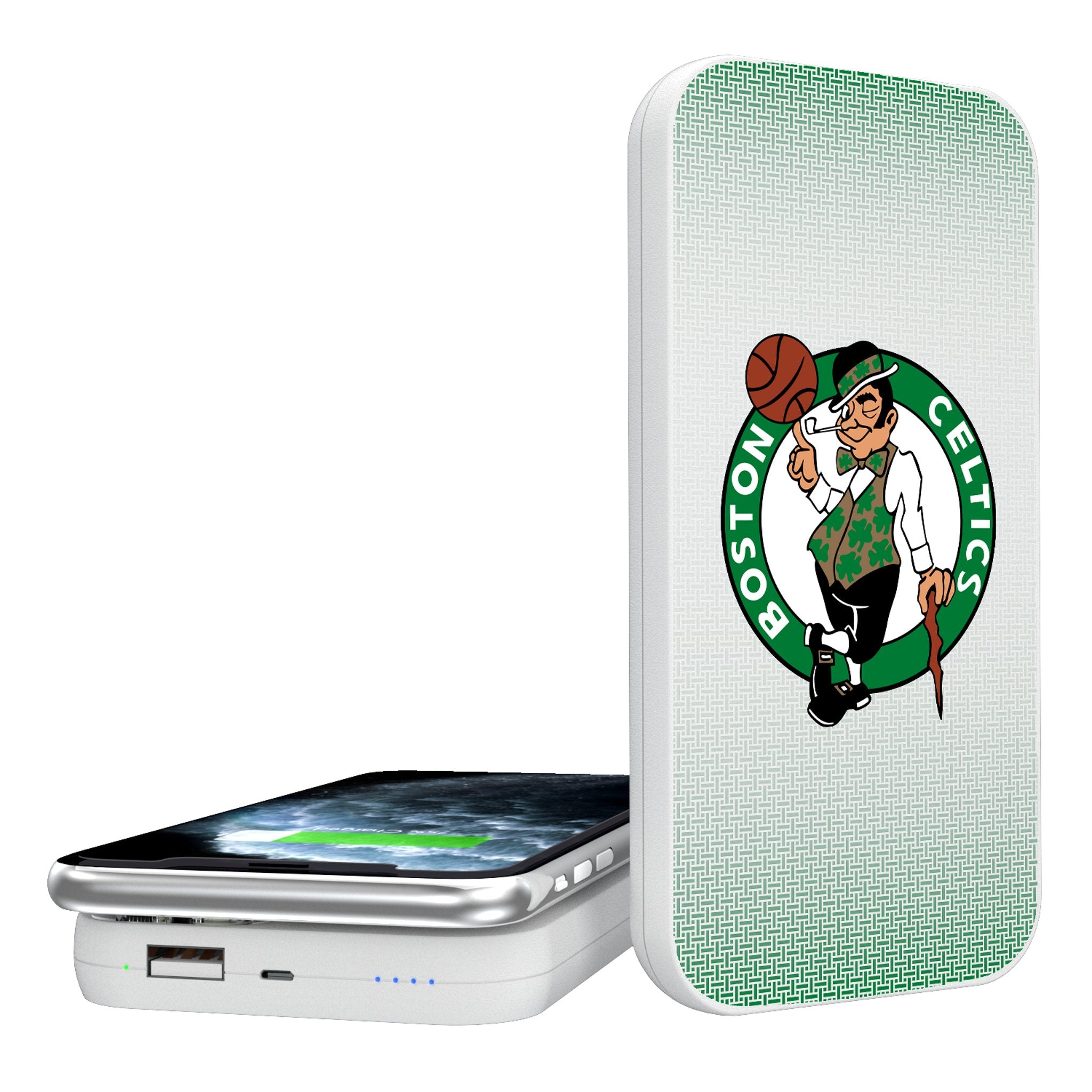 Boston Celtics 5000mAh Portable Wireless Charger Power Bank - Fast Charging for iPhone, Samsung & AirPods - Perfect for Travel, Office & Home Use