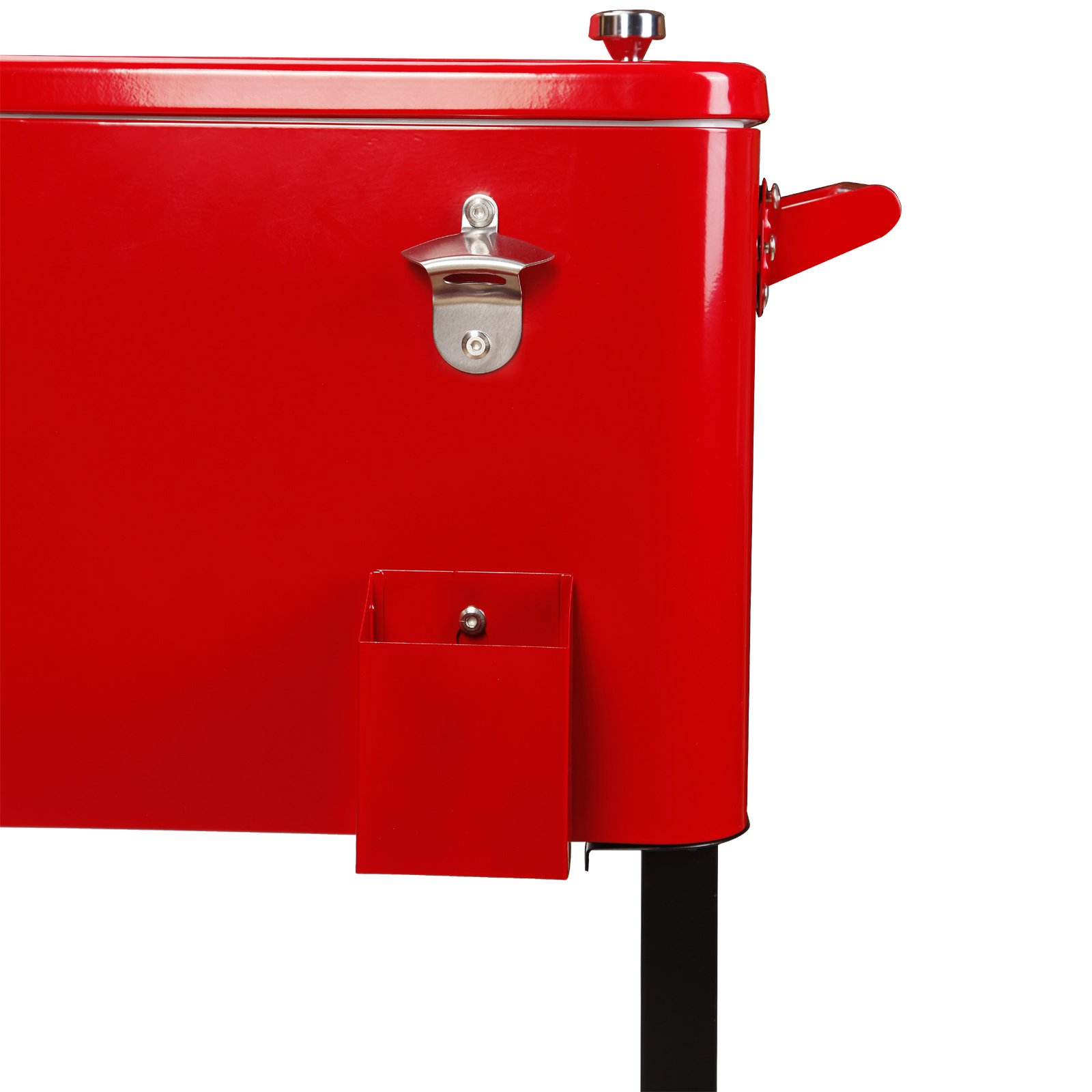 UenJoy 80-Quart Rolling Ice Chest Cooler Cart - Portable Outdoor Party Drink Cooler for Camping, Tailgating, Beach & Backyard BBQs - Red