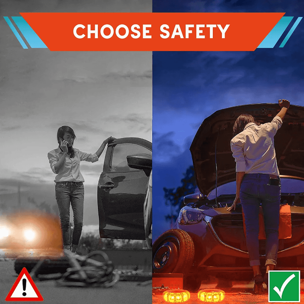 Rechargeable LED Road Flares Emergency Lights - 4 Pack for Roadside Safety, Car Breakdowns & Nighttime Visibility