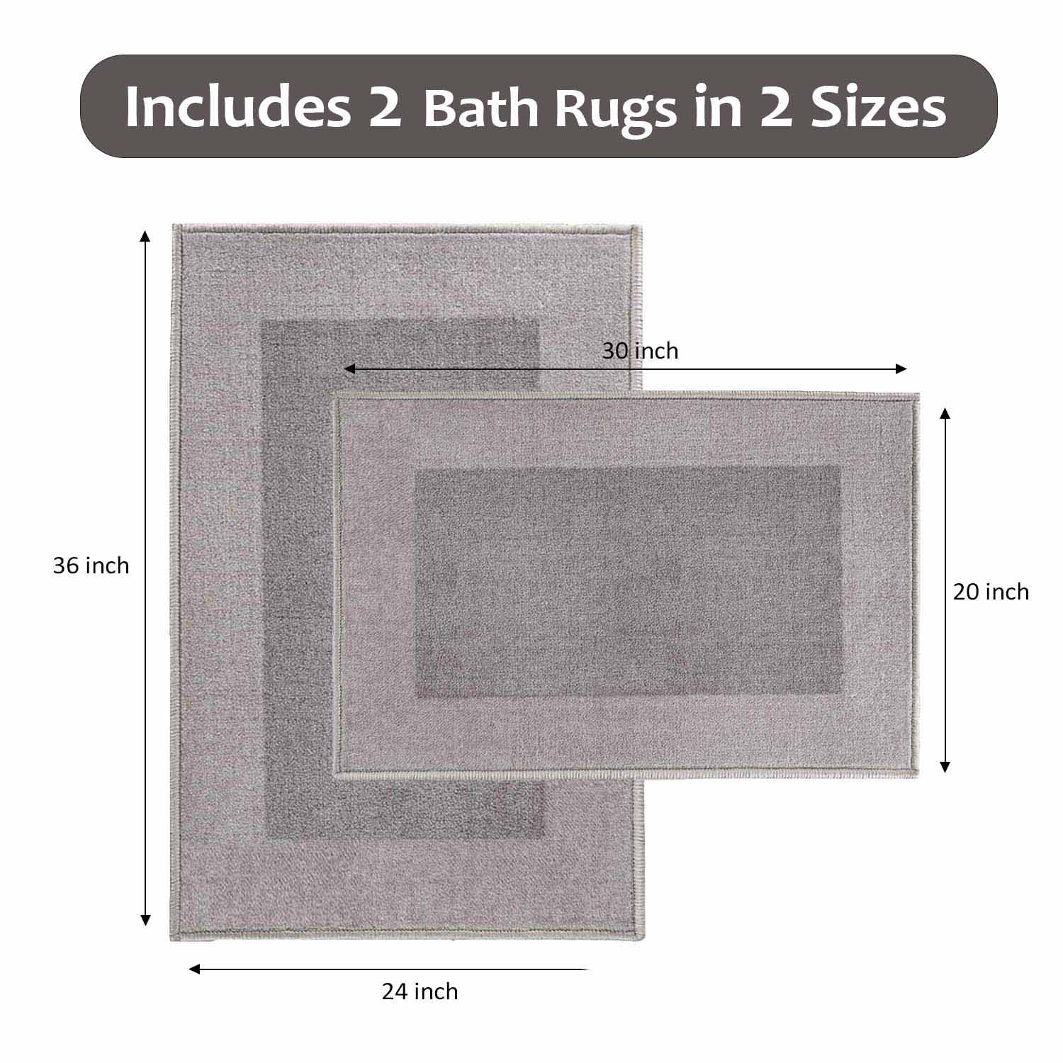 Non-Slip Machine Washable Bath Mat Set - Soft Absorbent Bathroom Rug for Shower, Tub & Floor - Home Decor & Safety (Rome Style) - Perfect for Bathrooms, Laundry Rooms & Spa Areas