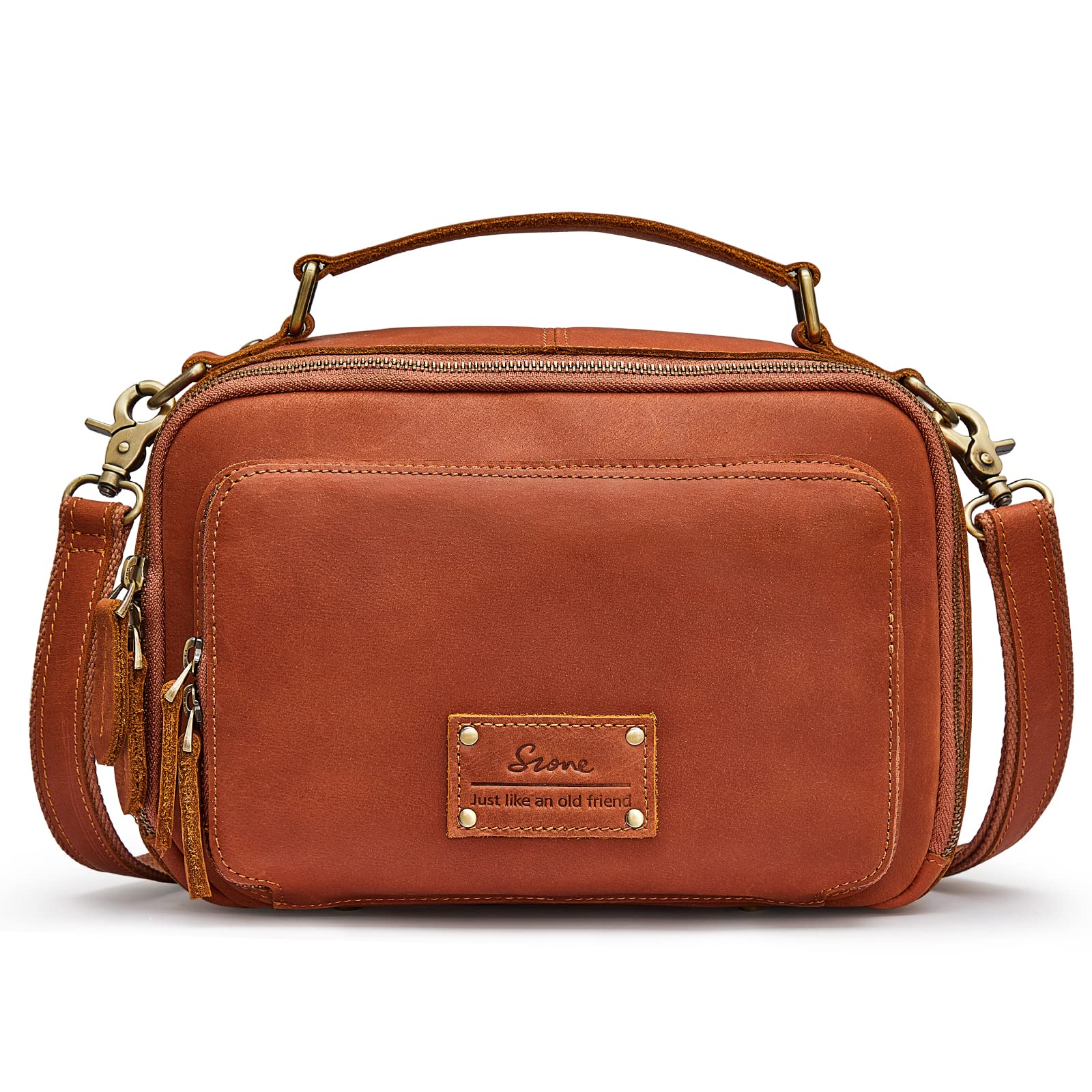 Genuine Leather Crossbody Purse for Women - Vintage Top Handle Shoulder Bag - Perfect for Work, Travel & Everyday Use