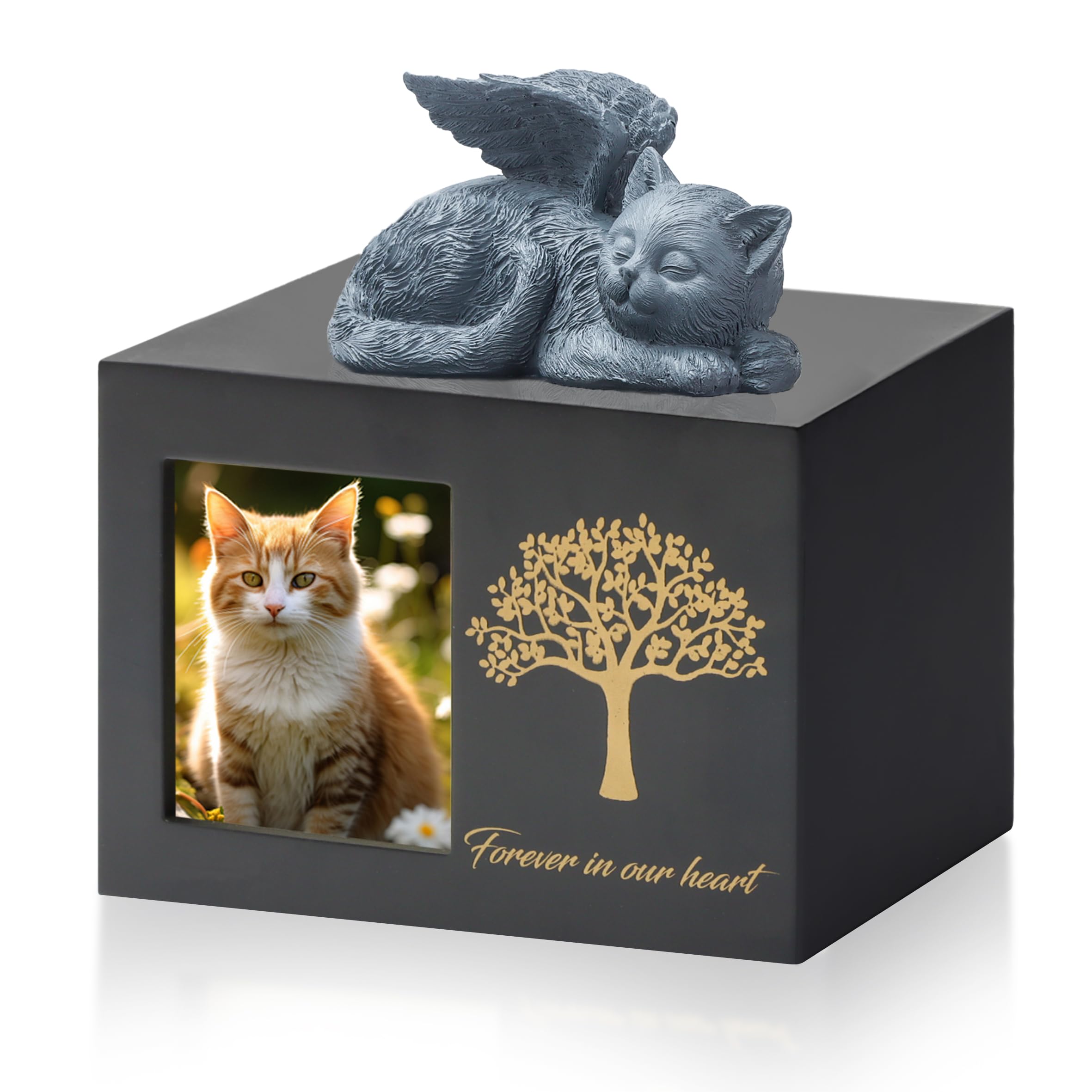 Beautiful White Wooden Pet Urn for Cat Ashes - Memorial Keepsake Box for Beloved Cats | Perfect for Home Memorials, Pet Loss Gifts & Remembrance Ceremonies
