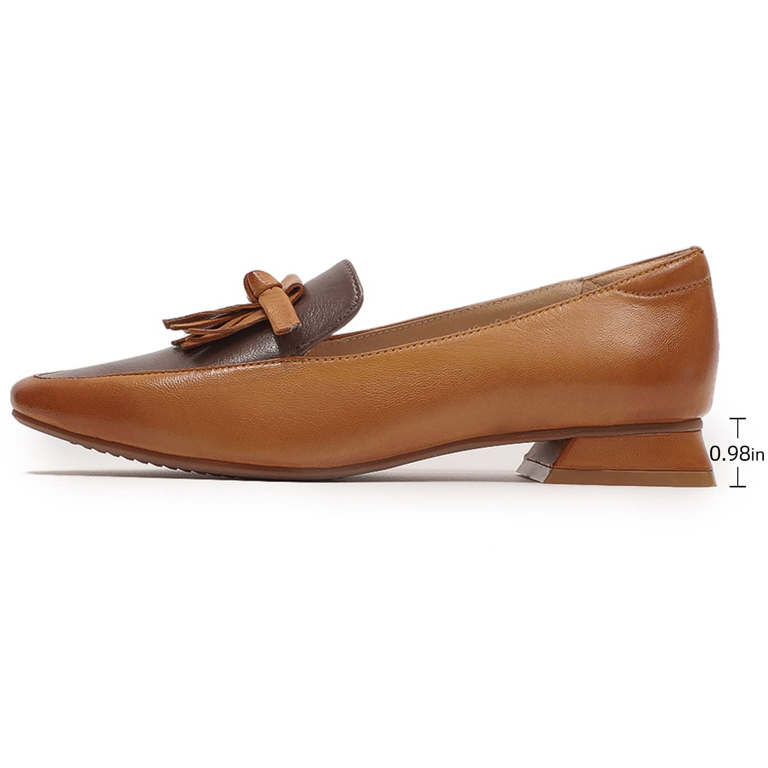 Women's Leather Penny Loafers - Square Toe Slip-On Flat Shoes for Office & Casual Wear | Comfortable Dress Shoes for Ladies | Perfect for Work, Business Meetings & Everyday Outfits