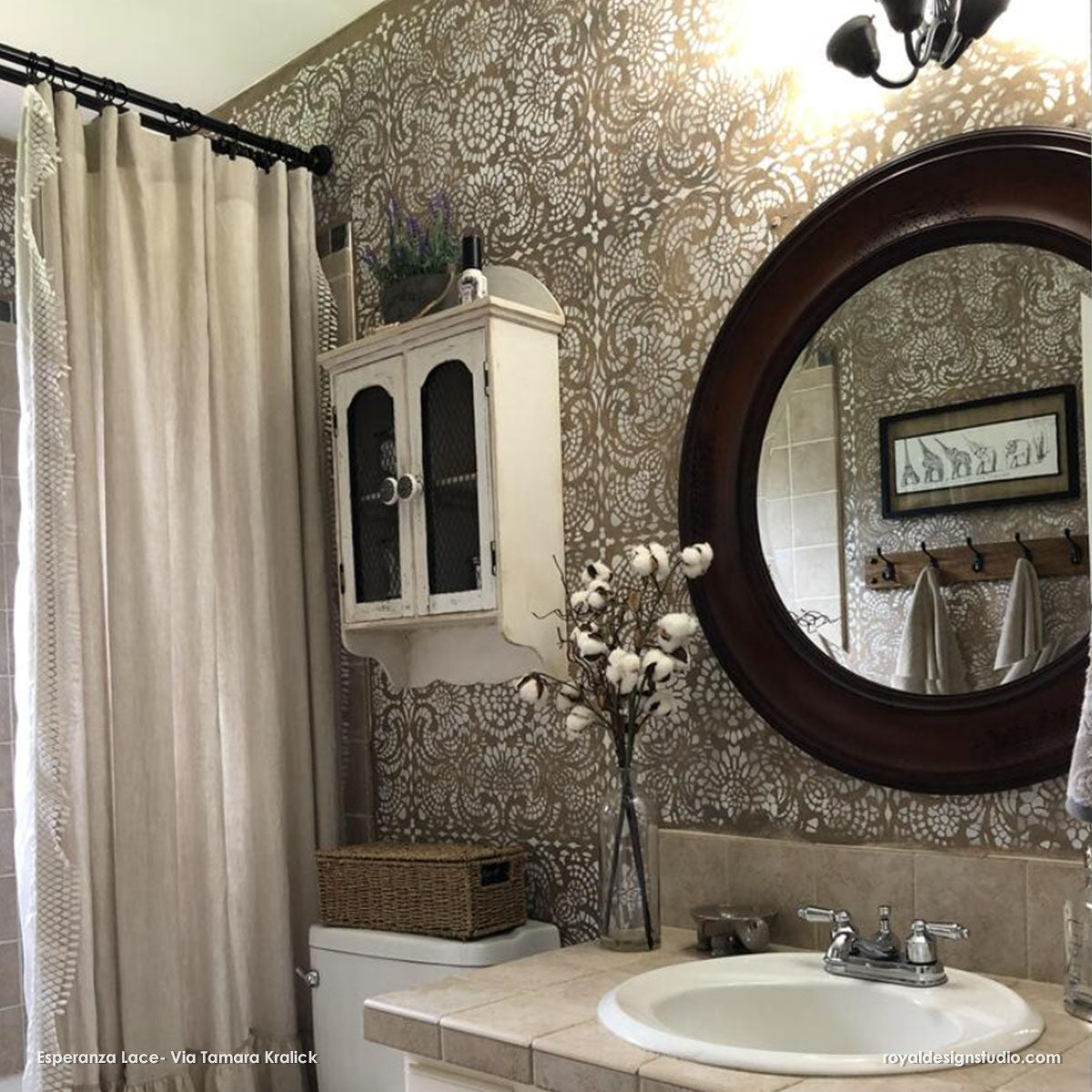 Esperanza Lace Tile Stencil - DIY Ceramic & Mosaic Tile Decoration Kit for Home Renovation - Perfect for Bathroom, Kitchen Backsplash, and Floor Tile Designs