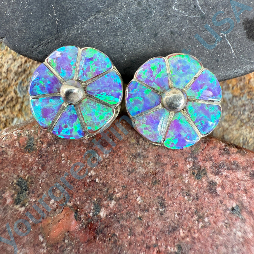 Opal Inlay Sterling Silver Pierced Stud Earrings for Women – Perfect for Everyday Wear & Special Occasions
