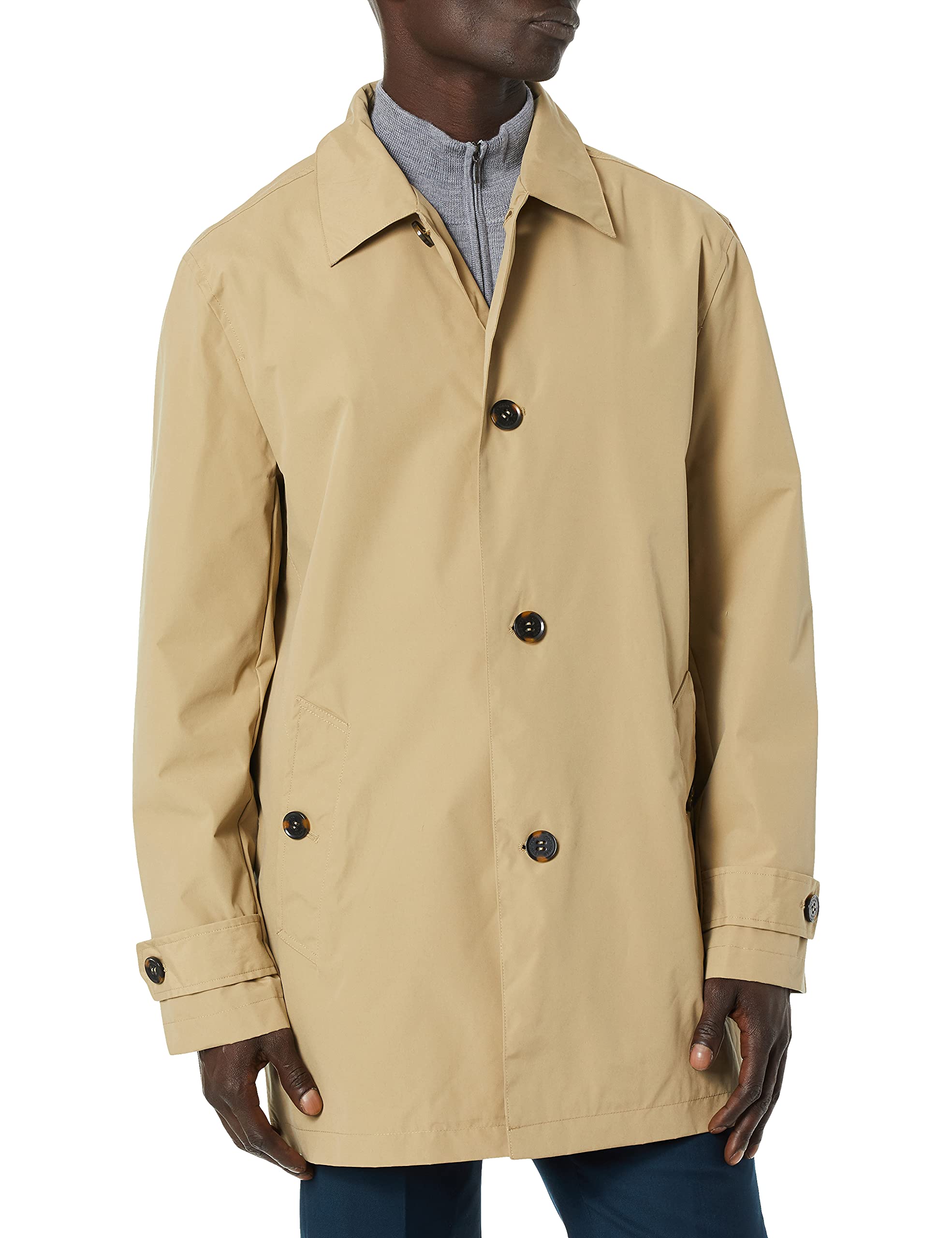 Cole Haan Men's Classic Stand Collar Waterproof Rain Jacket - Lightweight Windbreaker for Outdoor Activities, Commuting & Travel