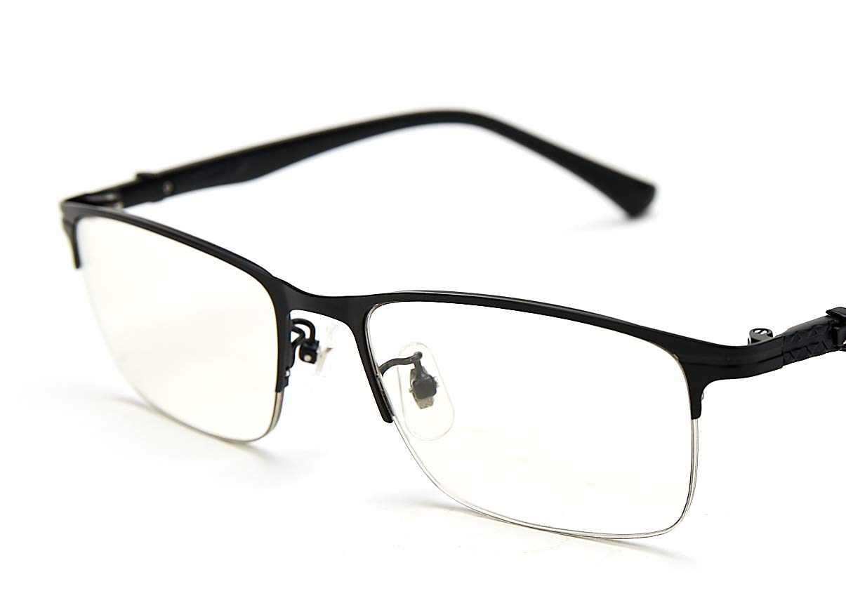 Progressive Multifocal Computer Reading Glasses - Blue Light Blocking Half Frame Eyeglasses for Men - Perfect for Office Work, Gaming & Digital Screen Use