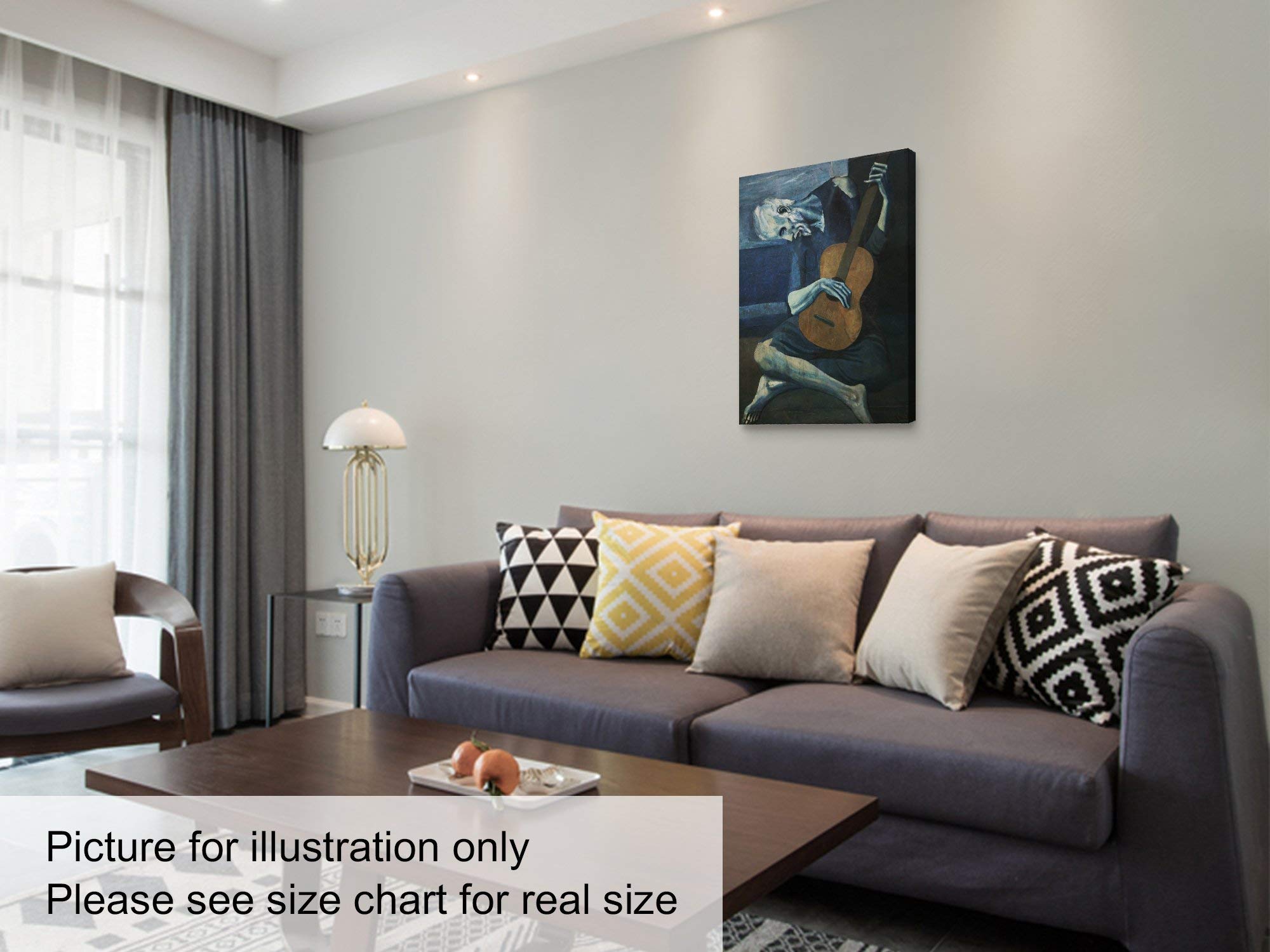 Niwo ART - The Old Guitarist by Pablo Picasso, Hand-Painted Oil Painting Reproduction on Canvas, Premium Wall Art for Living Room, Bedroom & Office Decor - Gallery Wrapped, Stretched & Framed Ready to Hang (36x24x1.5 Inches) - Perfect Gift for Art Lovers & Home Styling