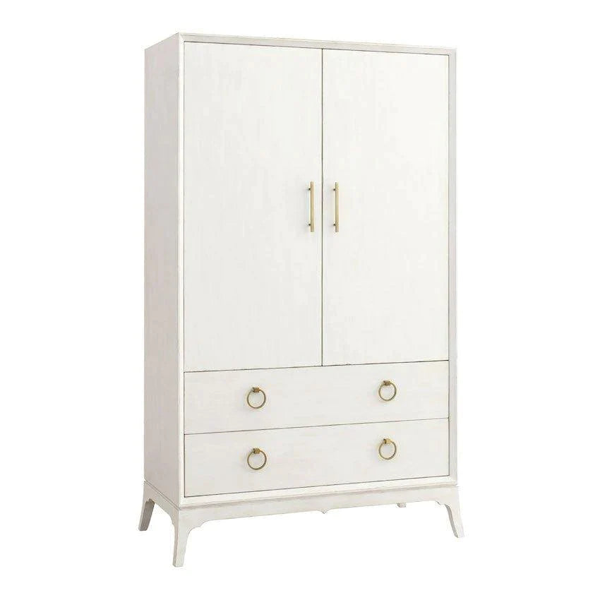 Bennett Armoire with Antique Brass Hardware - Vintage Style Wooden Wardrobe for Bedroom Storage & Organization - Perfect for Master Bedroom, Guest Room or Closet Organization