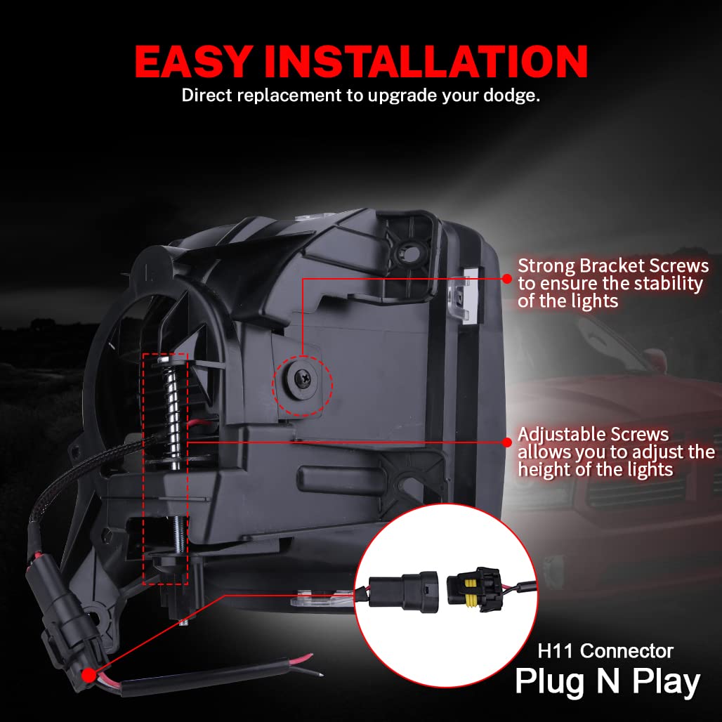 Z-OFFROAD Upgraded LED Fog Lights for Dodge Ram 1500 (2013-2018) - Durable Bumper Driving Fog Lamp Replacement - 1 Pair Silver - Perfect for Off-Roading, Night Driving & Extreme Weather Conditions