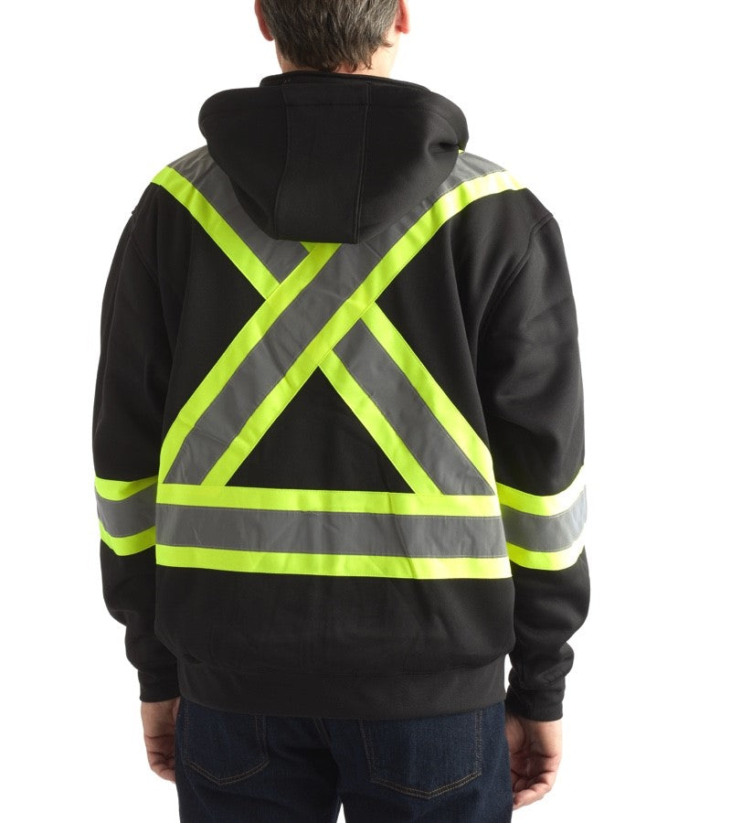 Terra Hi-Vis Polyester Fleece Work Hoodie 116506BK - Black Safety Jacket for Construction, Road Work & Outdoor Winter Activities