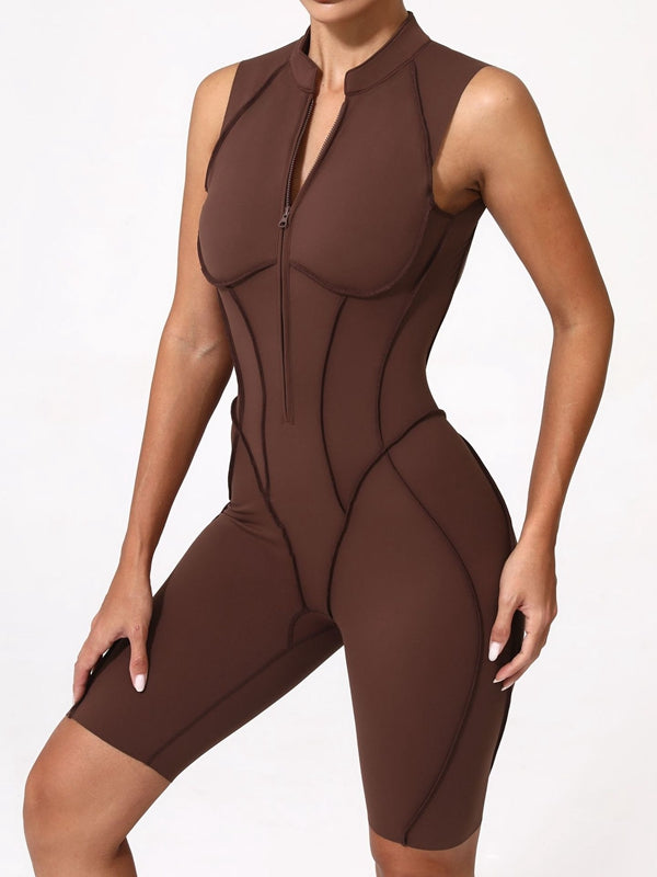 ZASUWA Women's Sexy Backless Zipper Romper - Quick Dry Stretchy Jumpsuit for Clubwear, Night Out & Summer Vacations