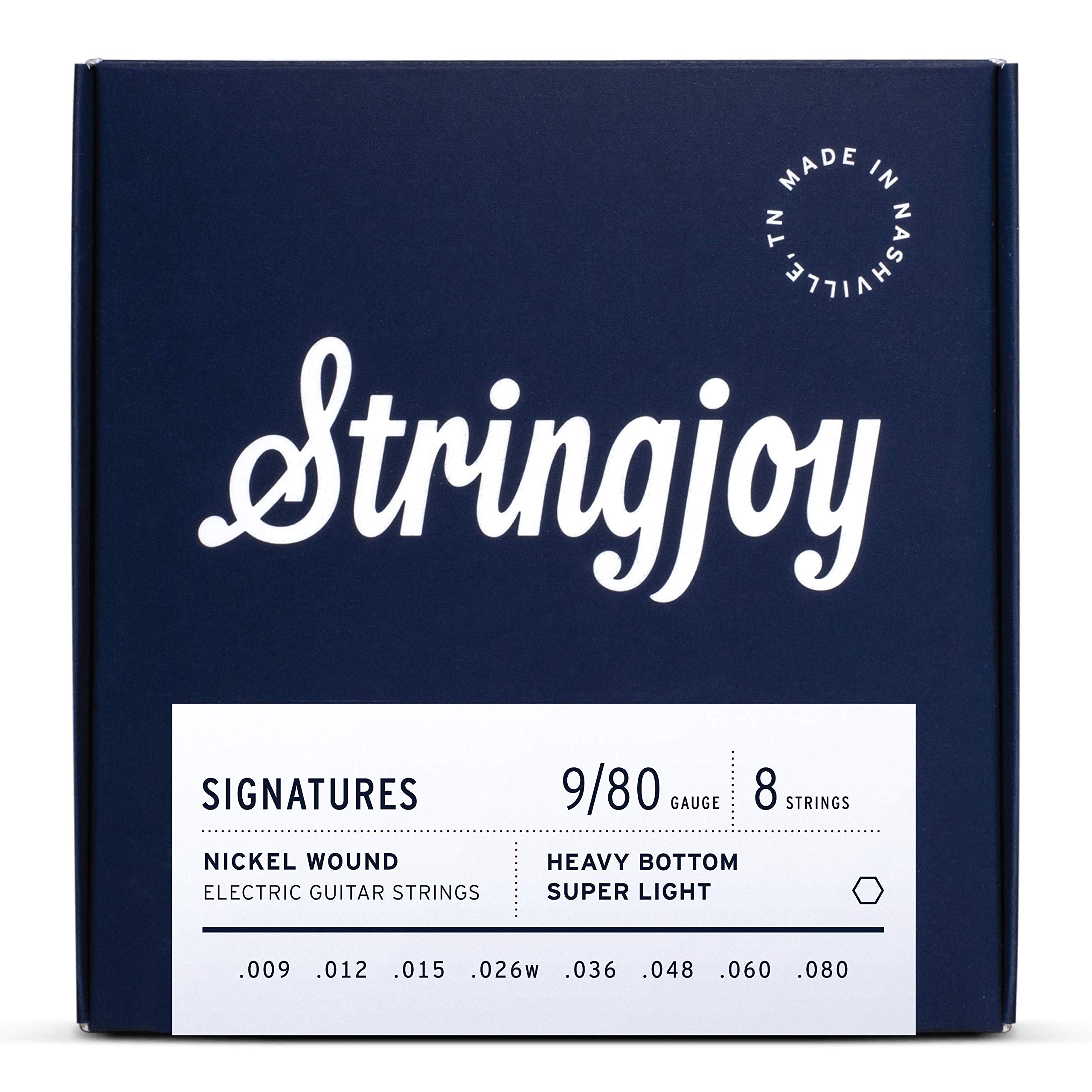 Stringjoy HVY98 8 String Signature Nickel Electric Guitar Strings - Heavy Bottom Super Light Gauge (9-80) for Extended Range & Drop Tuning | Perfect for Metal, Djent & Progressive Rock Guitarists